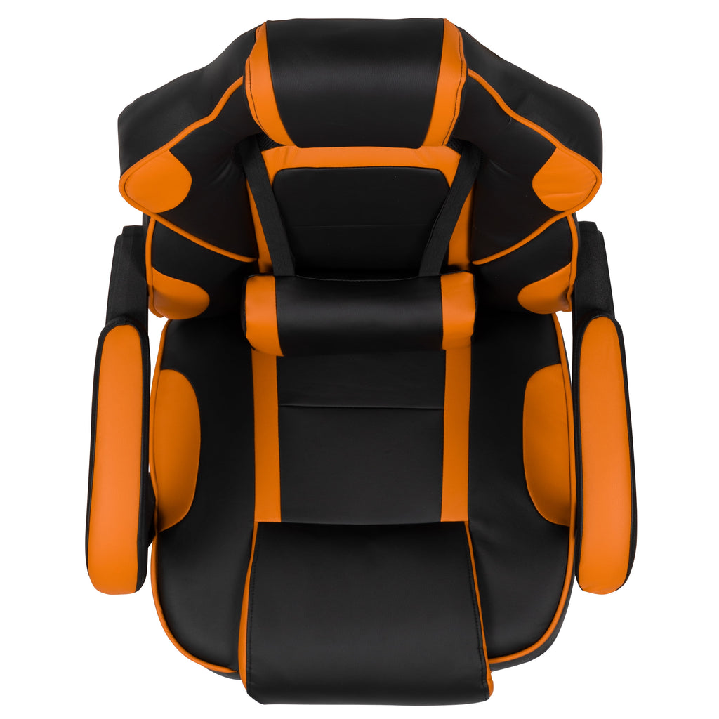 BizChair X40 Gaming Chair Racing Ergonomic Computer Chair with Fully Reclining Back/Arms, Slide-Out Footrest, Massaging Lumbar - Black/Orange