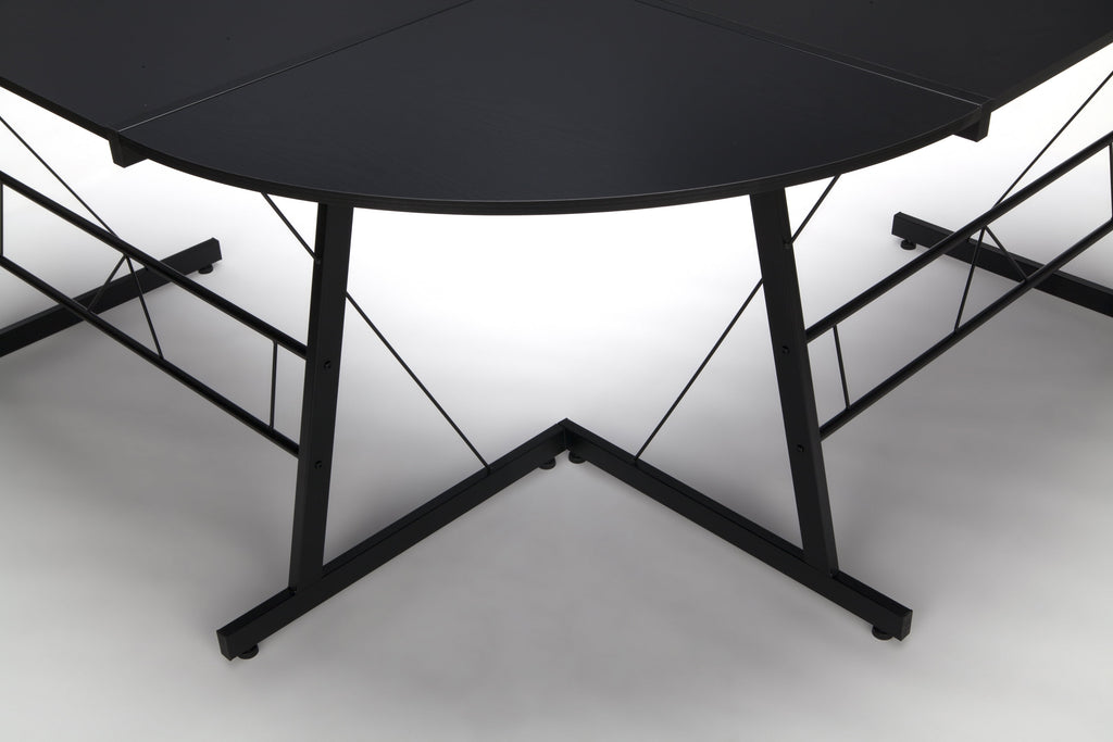 OFM Essentials Collection Racing Style Gaming Chair and 60" L-Shaped Desk, Office Bundle, in White/Black (PKG-W-E02-WH-BLK)