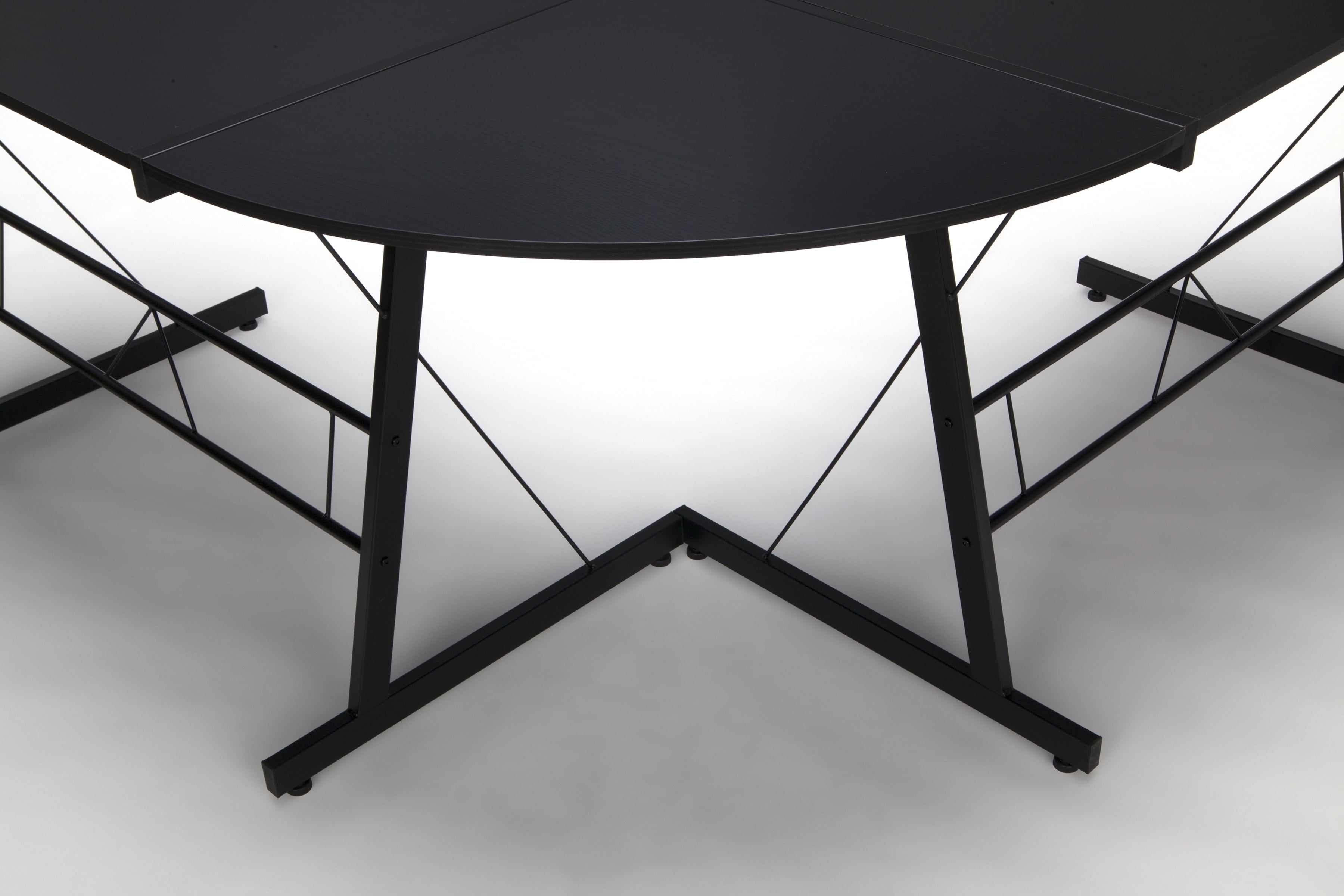 OFM Essentials Collection Racing Style Gaming Chair and 60" L-Shaped Desk, Office Bundle, in White/Black (PKG-W-E02-WH-BLK)