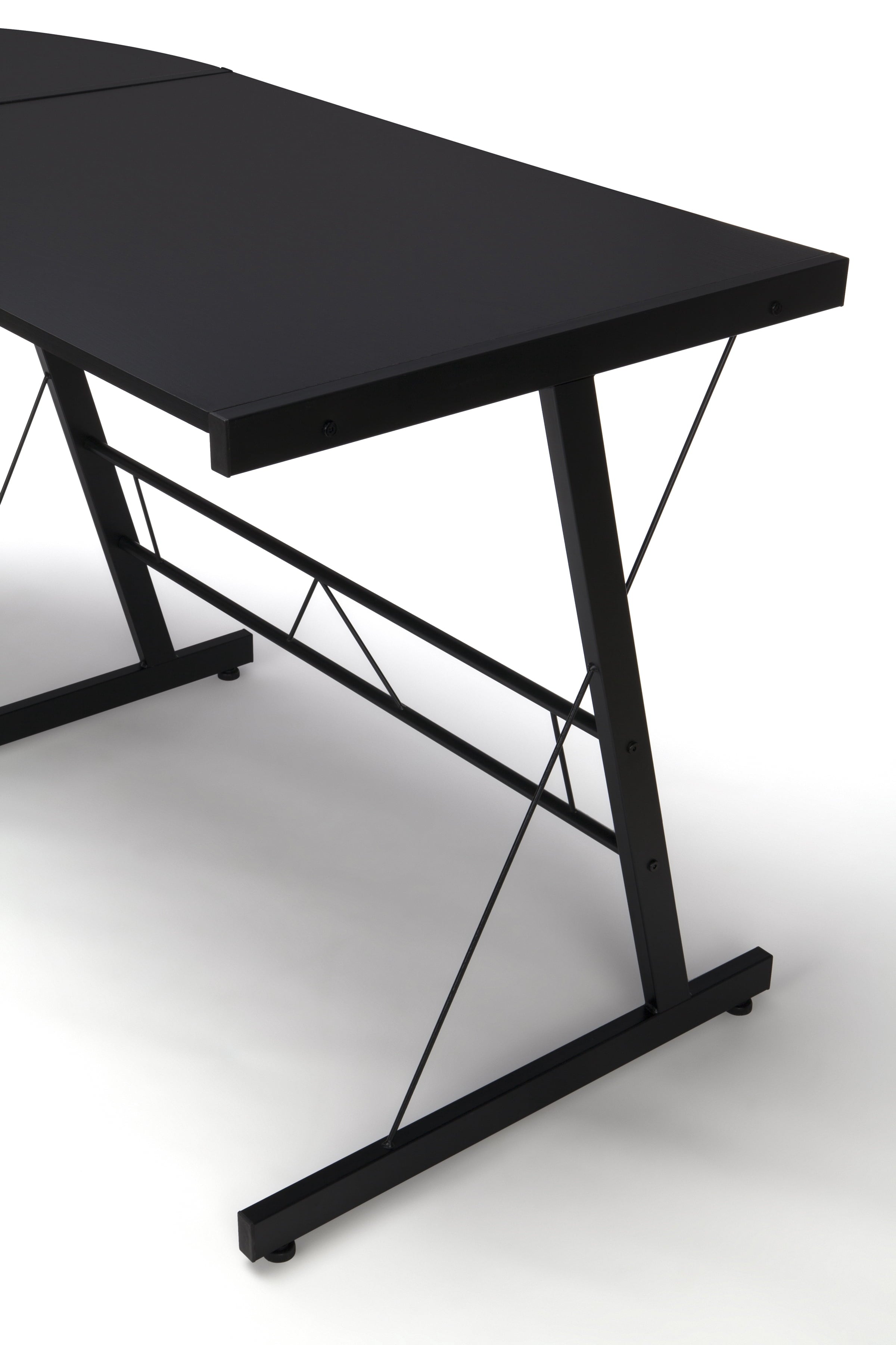 OFM Essentials Collection Racing Style Gaming Chair and 60" L-Shaped Desk, Office Bundle, in White/Black (PKG-W-E02-WH-BLK)