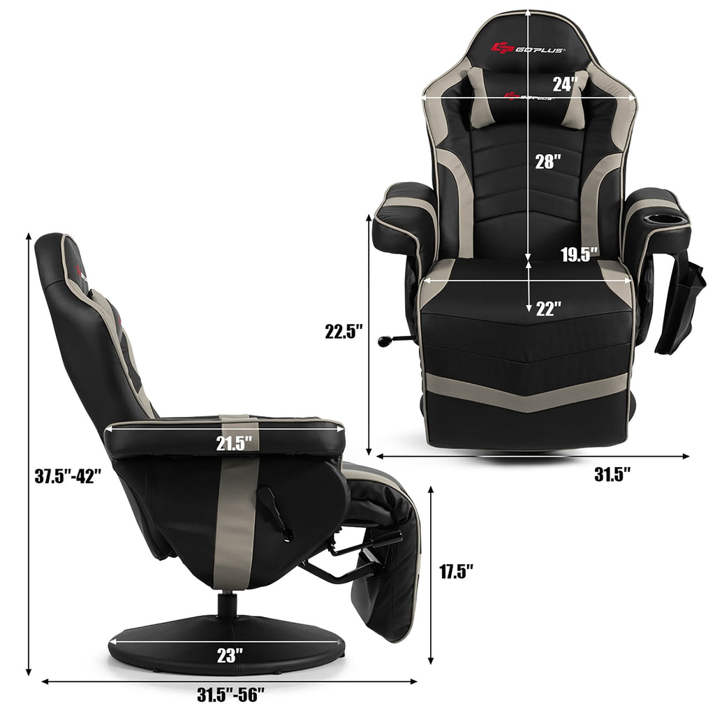 Massage Gaming Chair Racing Style Gaming Recliner Blue