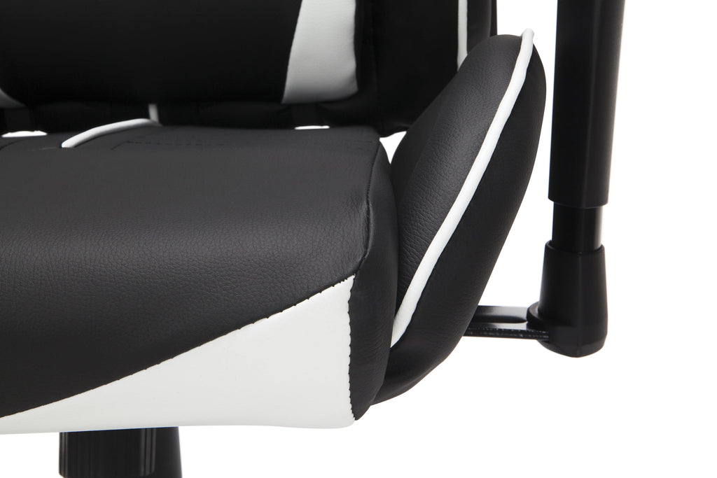 OFM Essentials Collection Racing Style Gaming Chair and 60" L-Shaped Desk, Office Bundle, in White/Black (PKG-W-E02-WH-BLK)