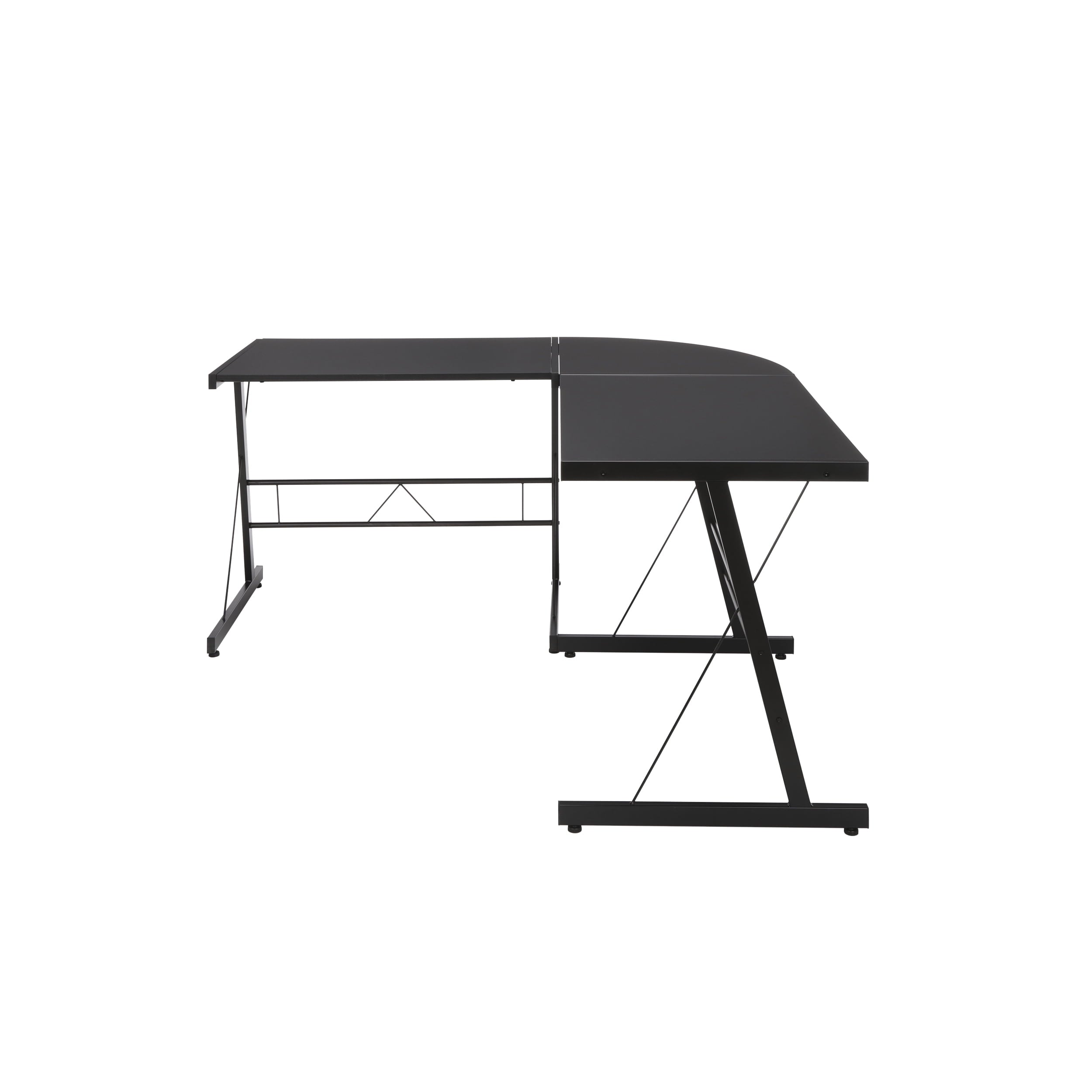 OFM Essentials Collection Racing Style Gaming Chair and 60" L-Shaped Desk, Office Bundle, in White/Black (PKG-W-E02-WH-BLK)