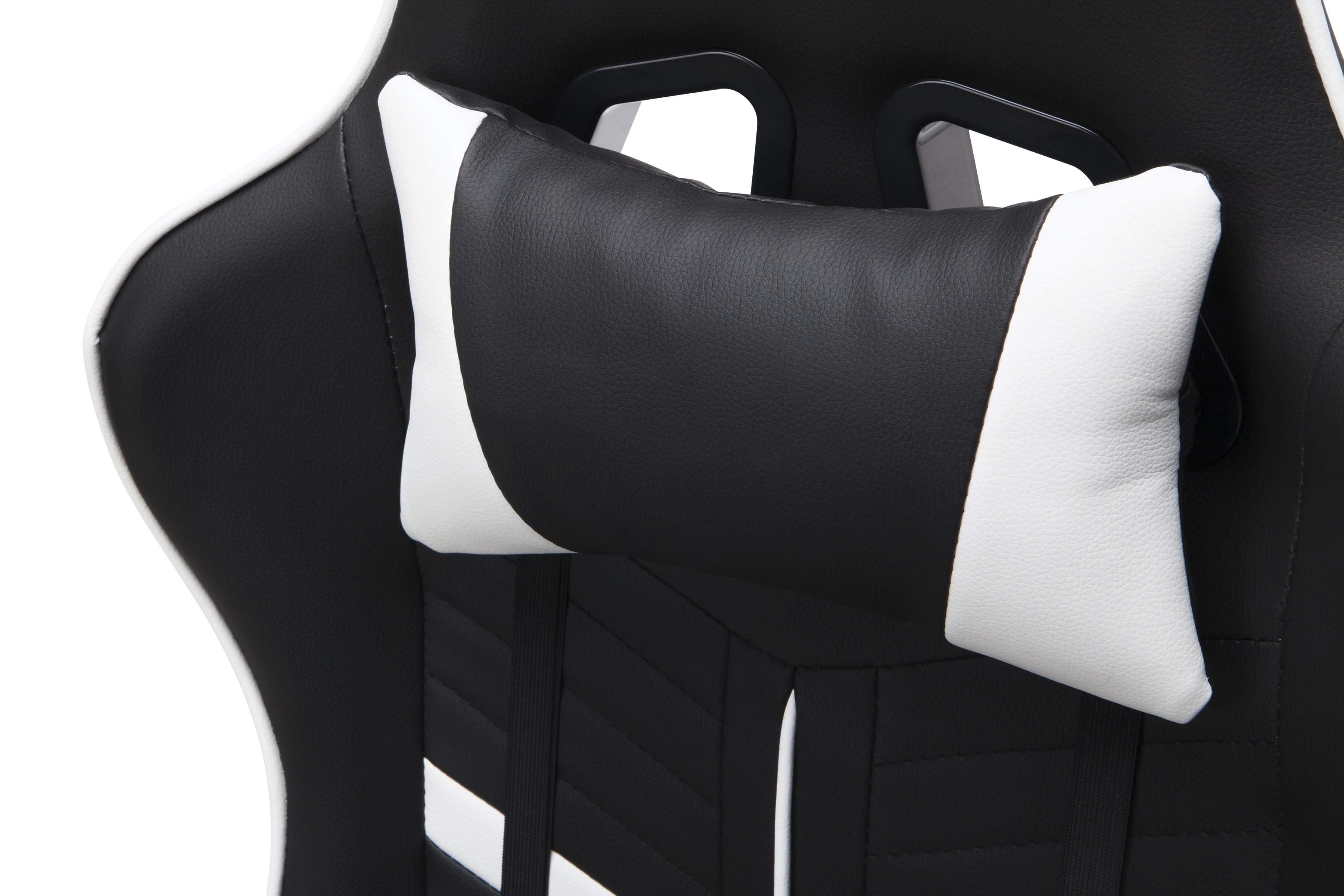 OFM Essentials Collection Racing Style Gaming Chair and 60" L-Shaped Desk, Office Bundle, in White/Black (PKG-W-E02-WH-BLK)