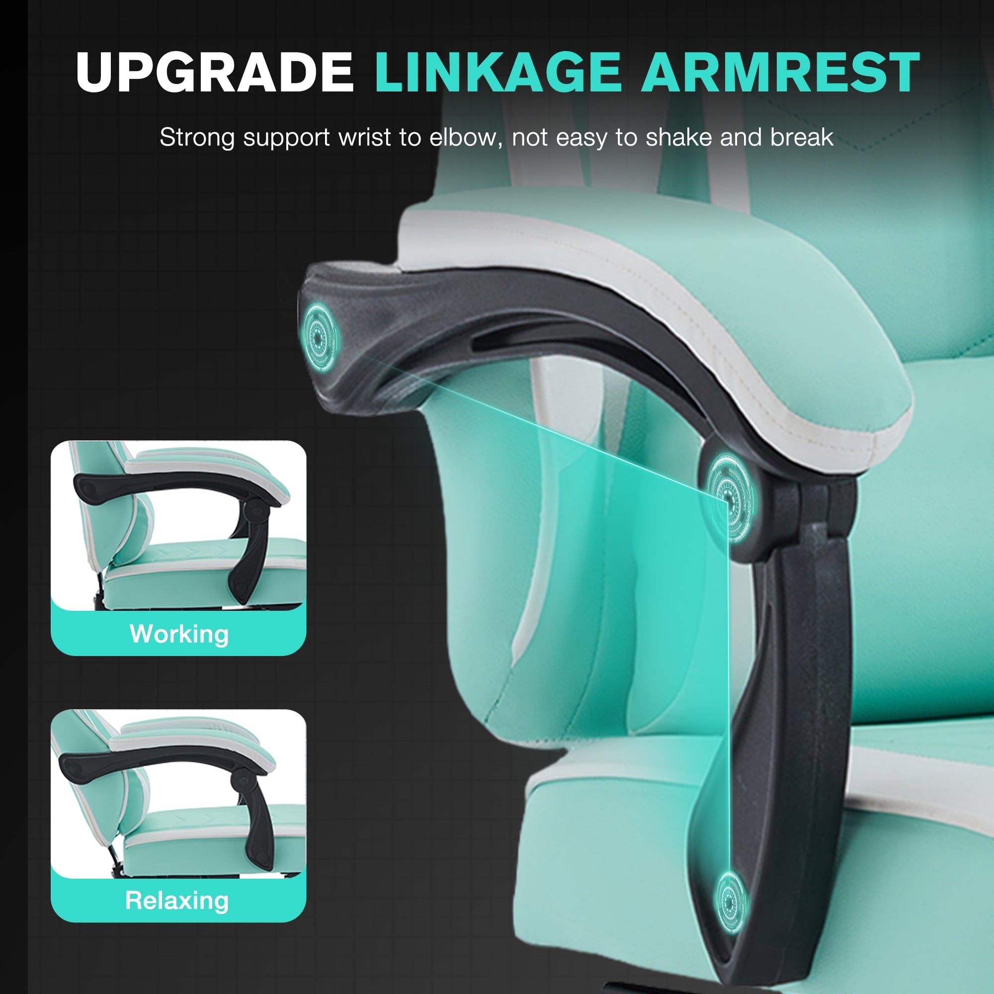 JONPONY Ergonomic Gaming Chair with Adjustable Footrest, 360° Swivel Racing Chair with Lumbar Support and Headrest, Breathable Material High Back Computer Chair for Adults,Green