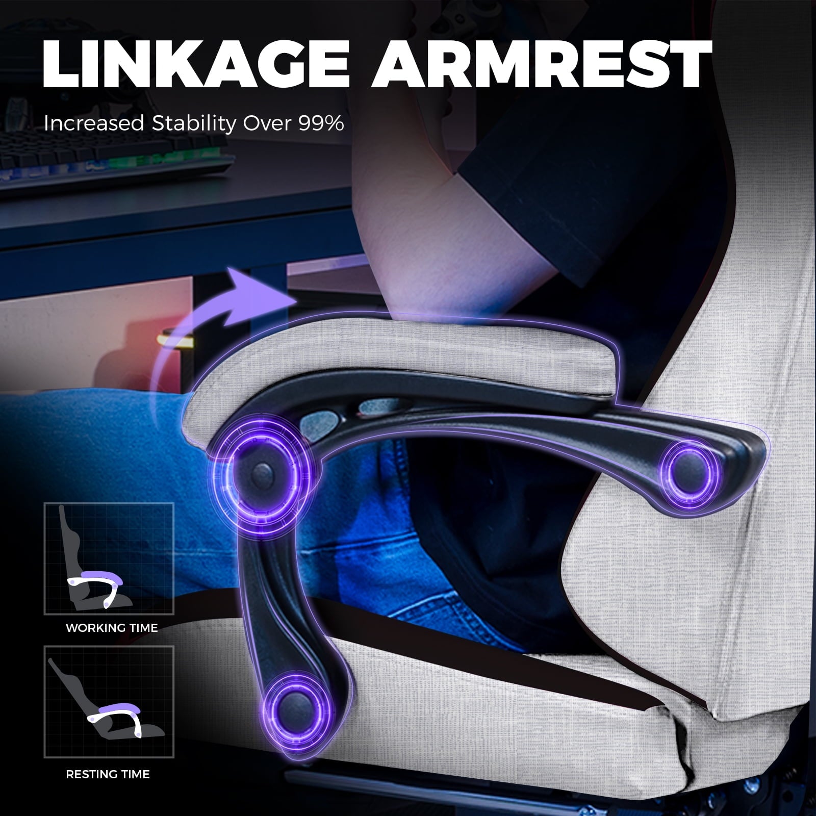 GTPLAYER Gaming Chair with Footrest, Computer Gaming Chair for Adults and Kids, Height Adjustable Gamer Chair with 90-155° Recline & Removable Headrest Lumbar Support,Gray