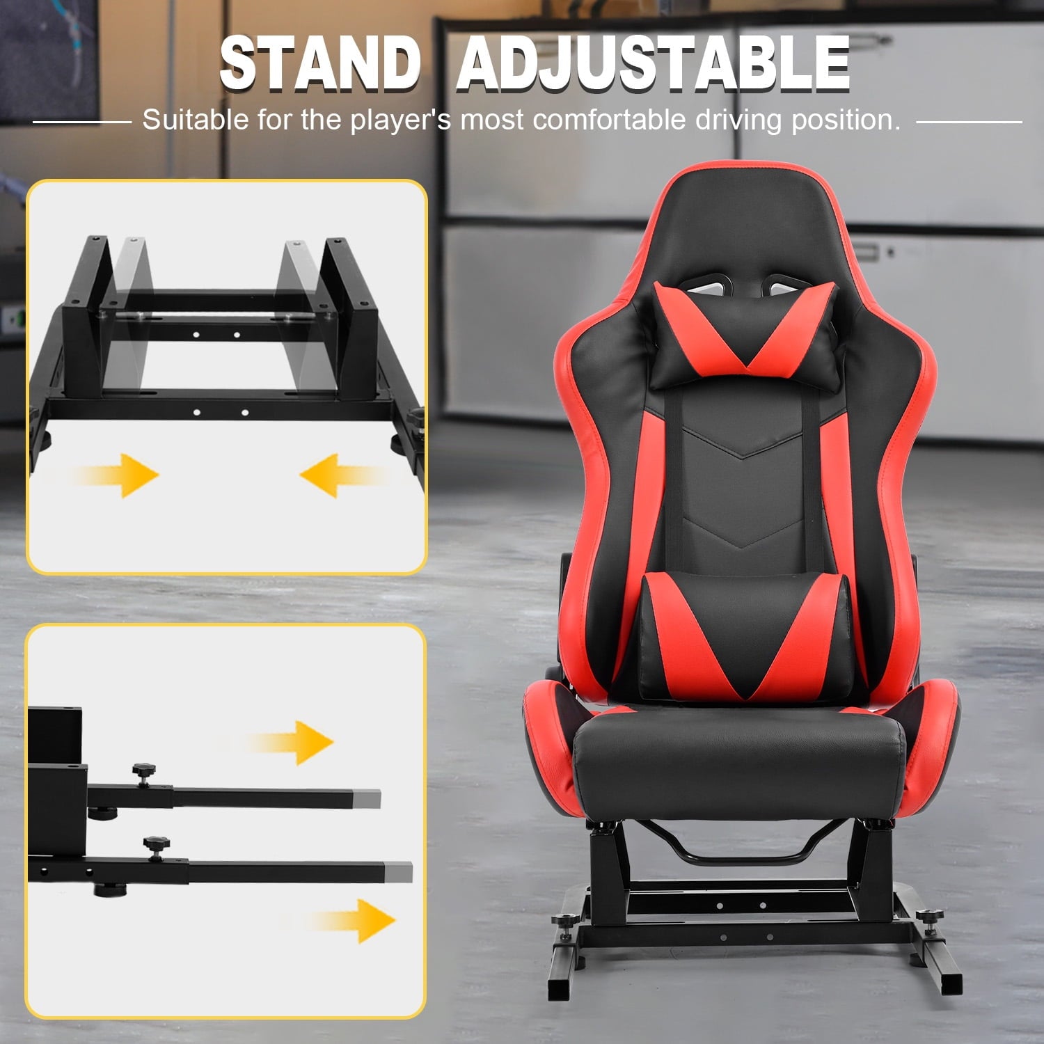 Marada Rear Seat Stand with Racing Seat Add-On Racing Simulator Wheel Cockpit only fit 30 * 30mm square tube bracket.