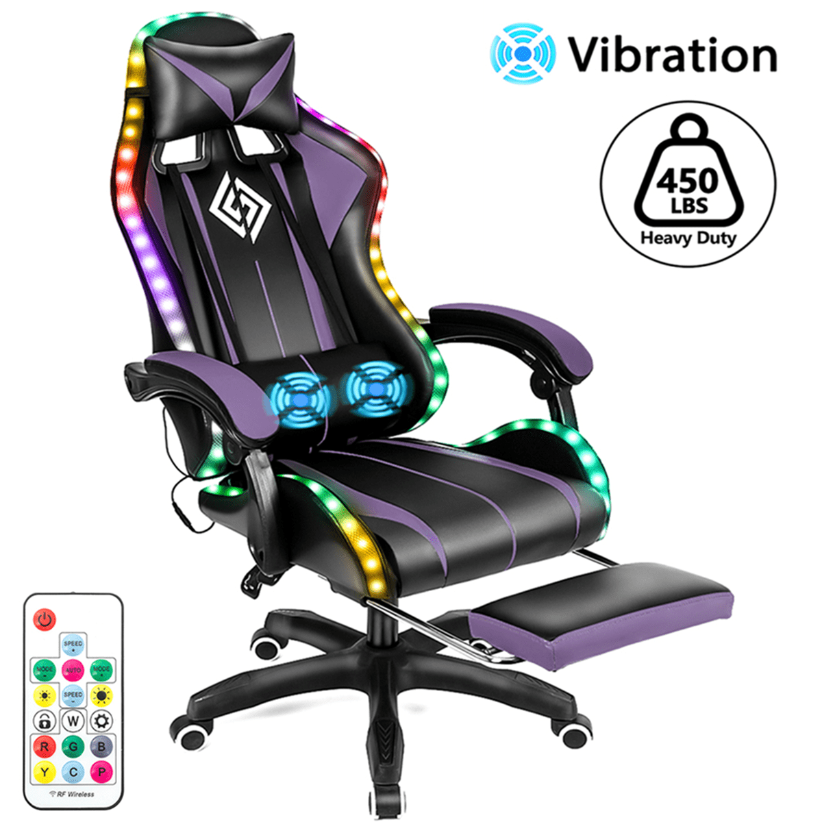 450lbs Massage Gaming Chair PC Office Chair with Massage Lumbar and Footrest, Linkage Armrest, High Back Ergonomic Desk Chair Ergonomic PU Leather Executive Computer Chair Lumbar Support for Women Men