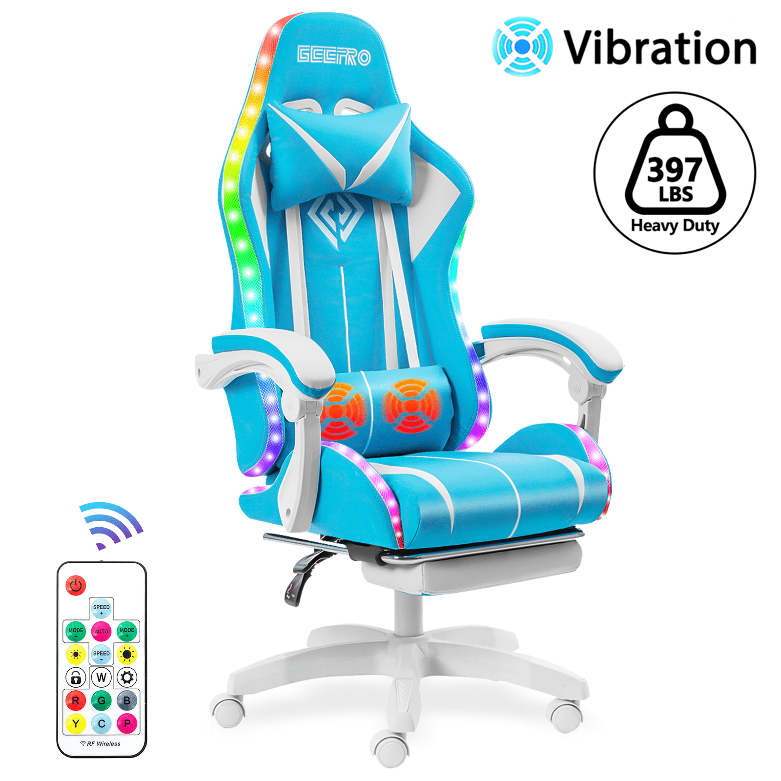 450lbs Massage Gaming Chair PC Office Chair with Massage Lumbar and Footrest, Linkage Armrest, High Back Ergonomic Desk Chair Ergonomic PU Leather Executive Computer Chair Lumbar Support for Women Men
