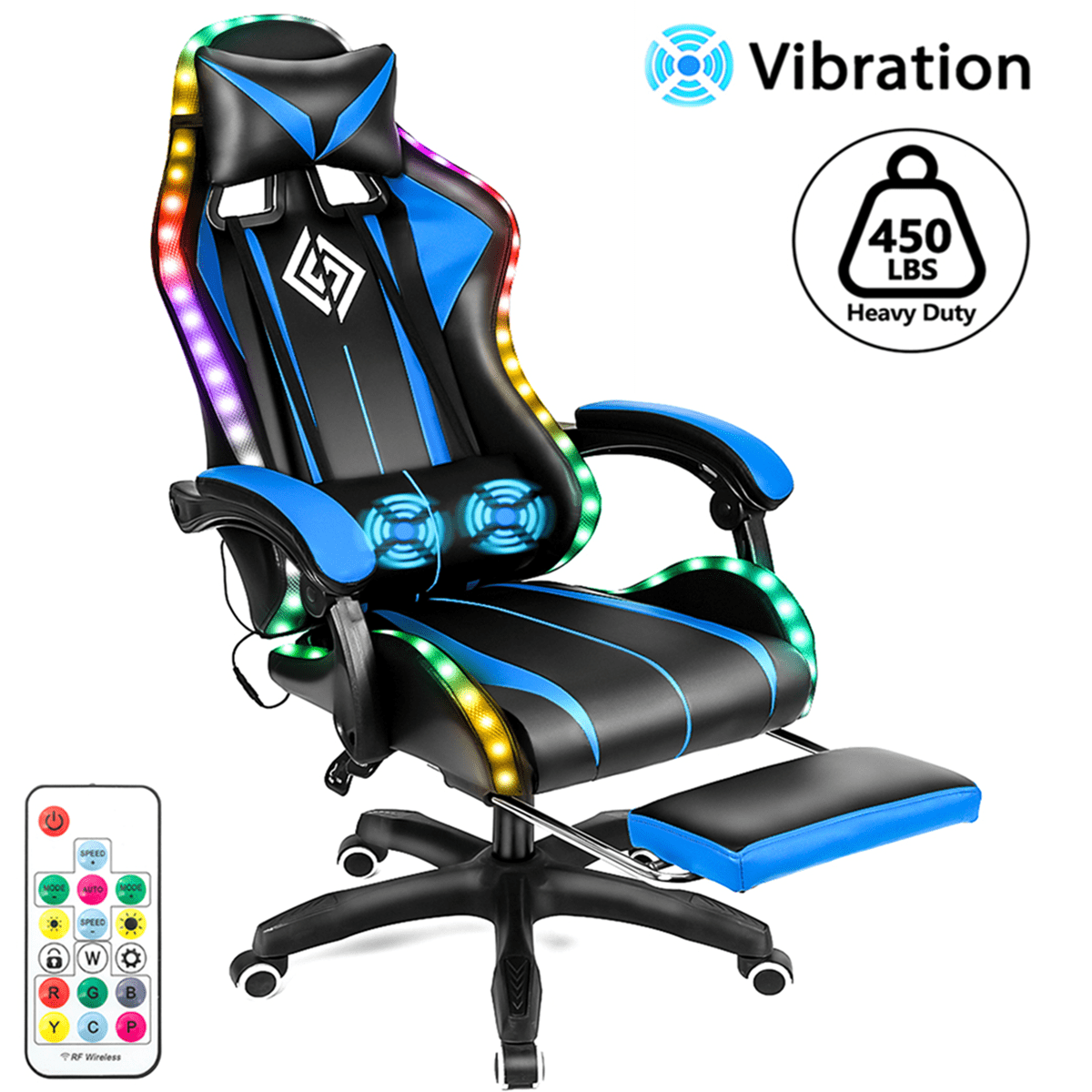 450lbs Massage Gaming Chair PC Office Chair with Massage Lumbar and Footrest, Linkage Armrest, High Back Ergonomic Desk Chair Ergonomic PU Leather Executive Computer Chair Lumbar Support for Women Men