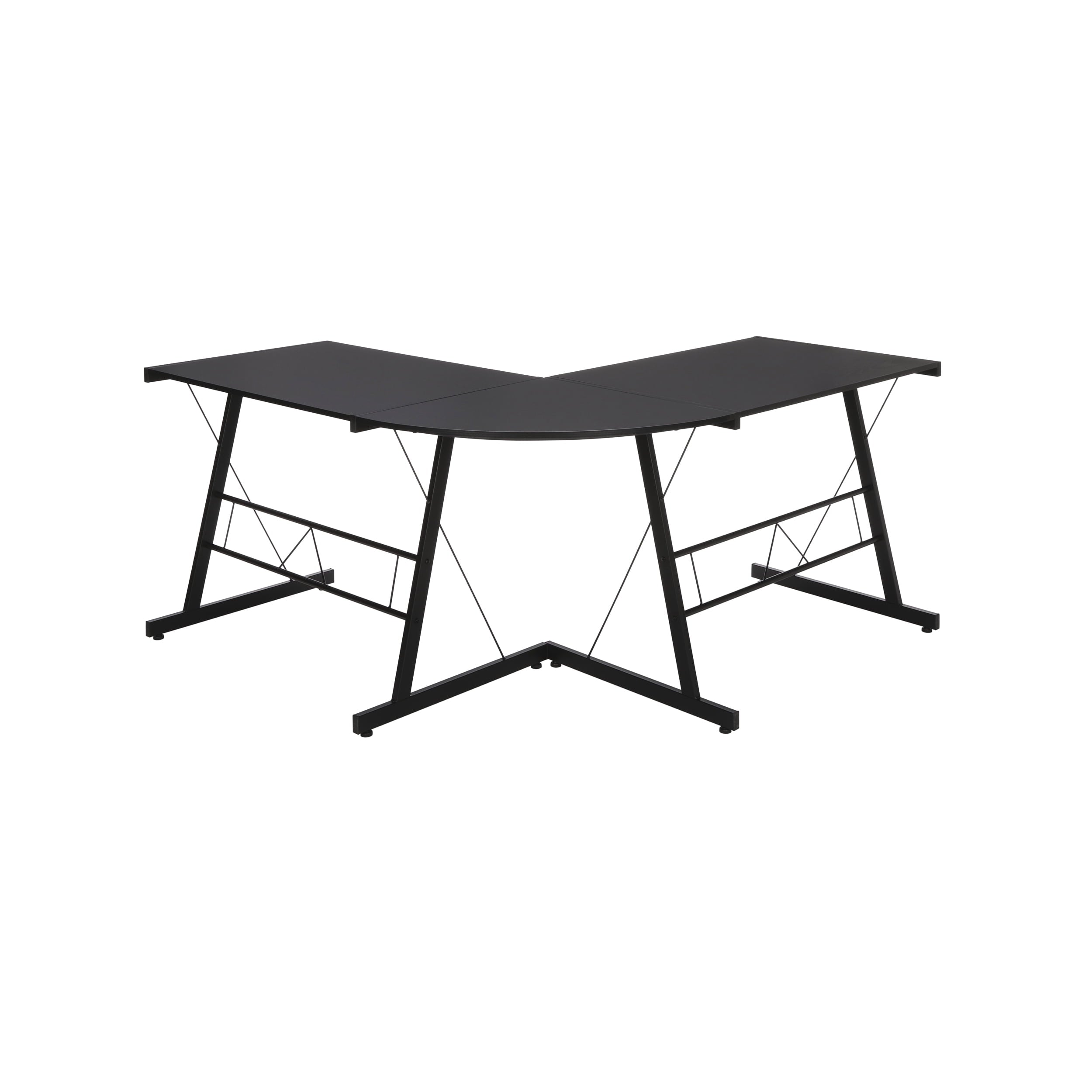 OFM Essentials Collection Racing Style Gaming Chair and 60" L-Shaped Desk, Office Bundle, in White/Black (PKG-W-E02-WH-BLK)