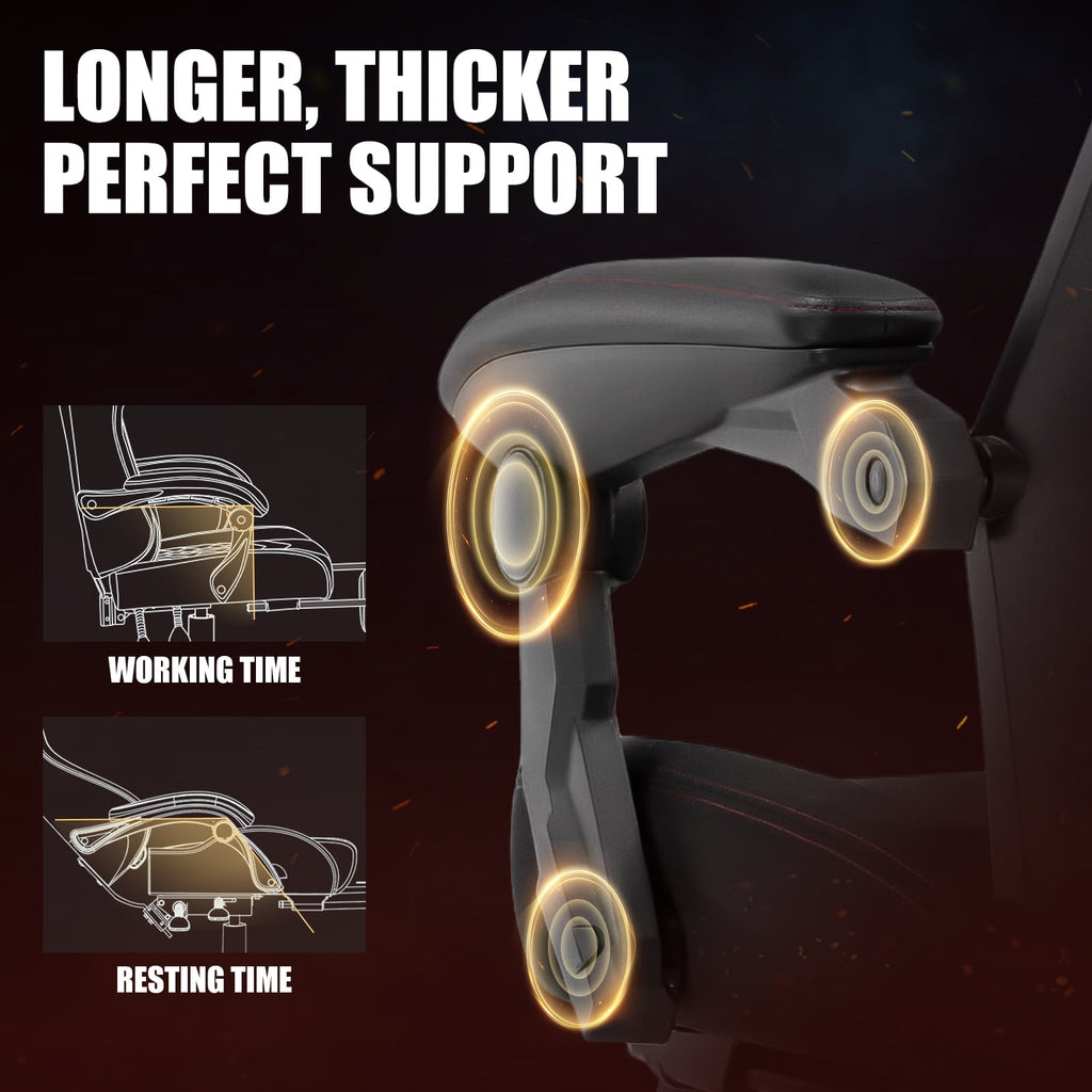 GTPLAYER Ergonomic Mesh Back Reclining Gaming Office Chair with Footrest, Red