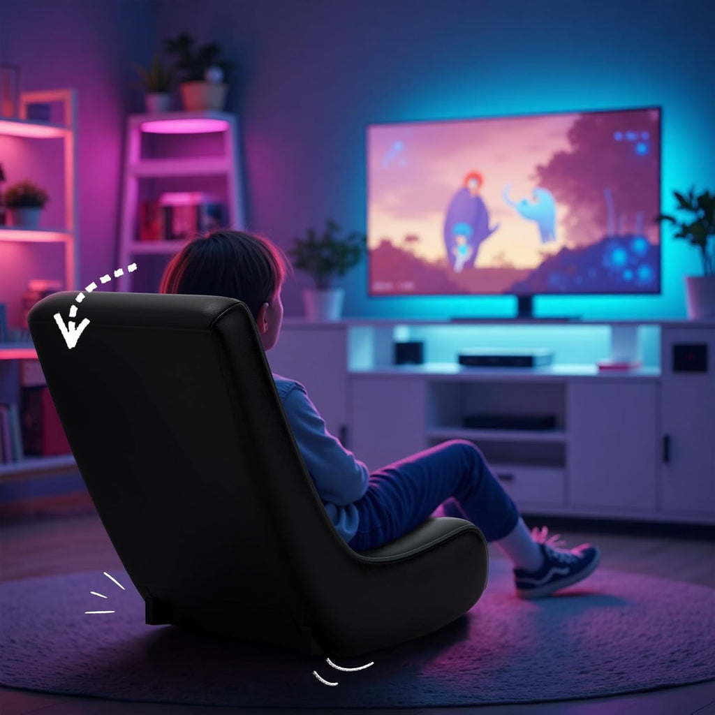 Floor Rocking Gaming Chair - Compact & Lightweight, Black