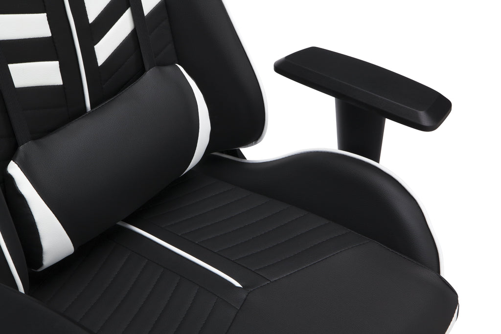 OFM Essentials Collection Racing Style Gaming Chair and 60" L-Shaped Desk, Office Bundle, in White/Black (PKG-W-E02-WH-BLK)