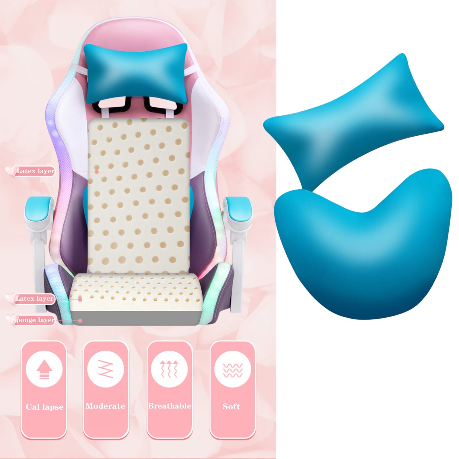 ZOnFRTO Gaming Chair Collection Ergonomic Adult Chair, High-Back Leather with Lumbar Support, Red