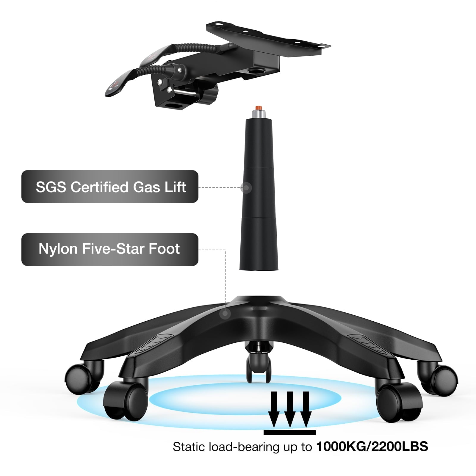 Hoffree Big and Tall Gaming Chair with Footrest Gamer Chair with Massage Heavy Duty Game Chair with Lumbar Support and Headrest Height Adjustable for Adults, 400lb