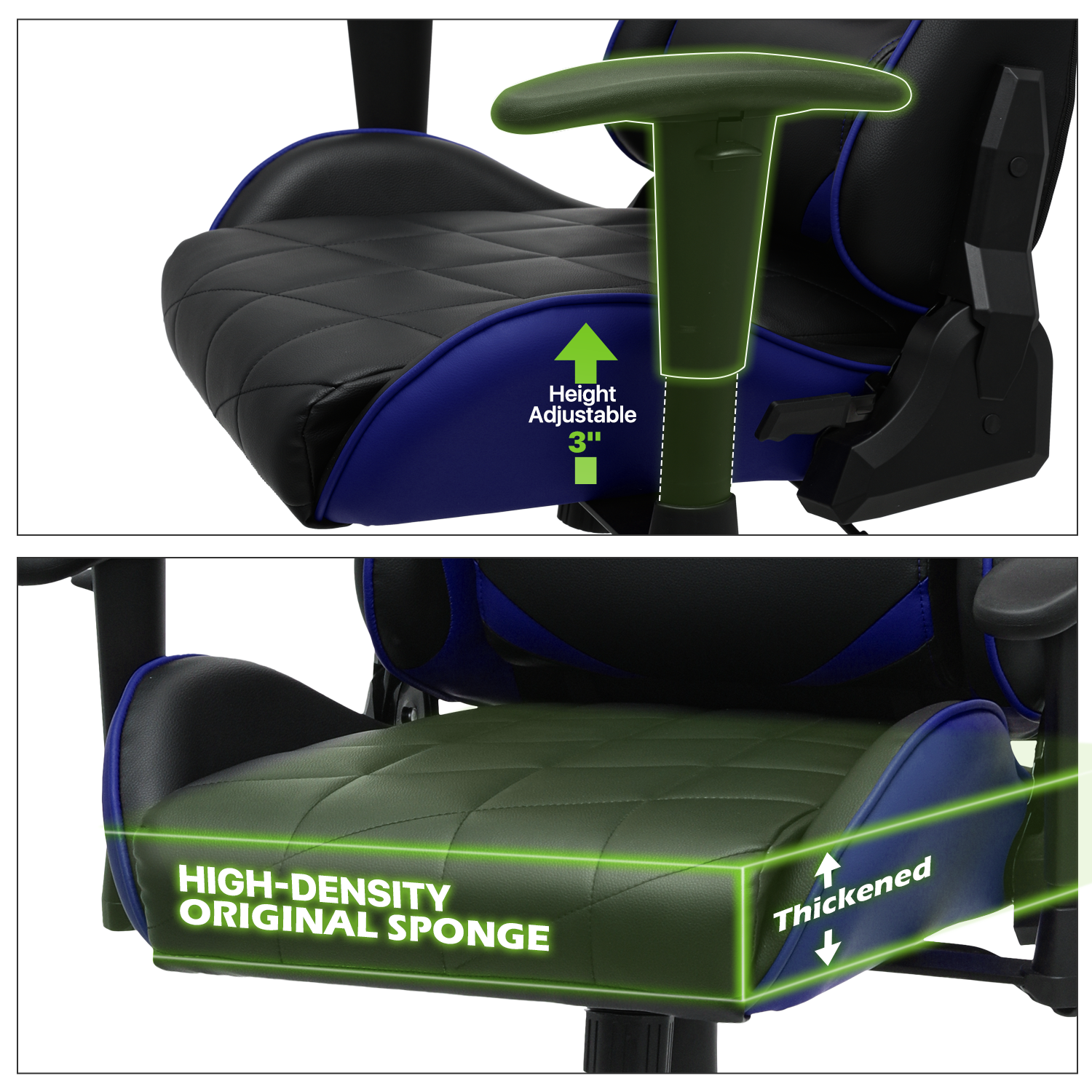 Magshion Computer Gaming Chair High Back, Height Adjustment Swivel Computer Office Chair with Headrest and Support Lumbar Pillow, Blue