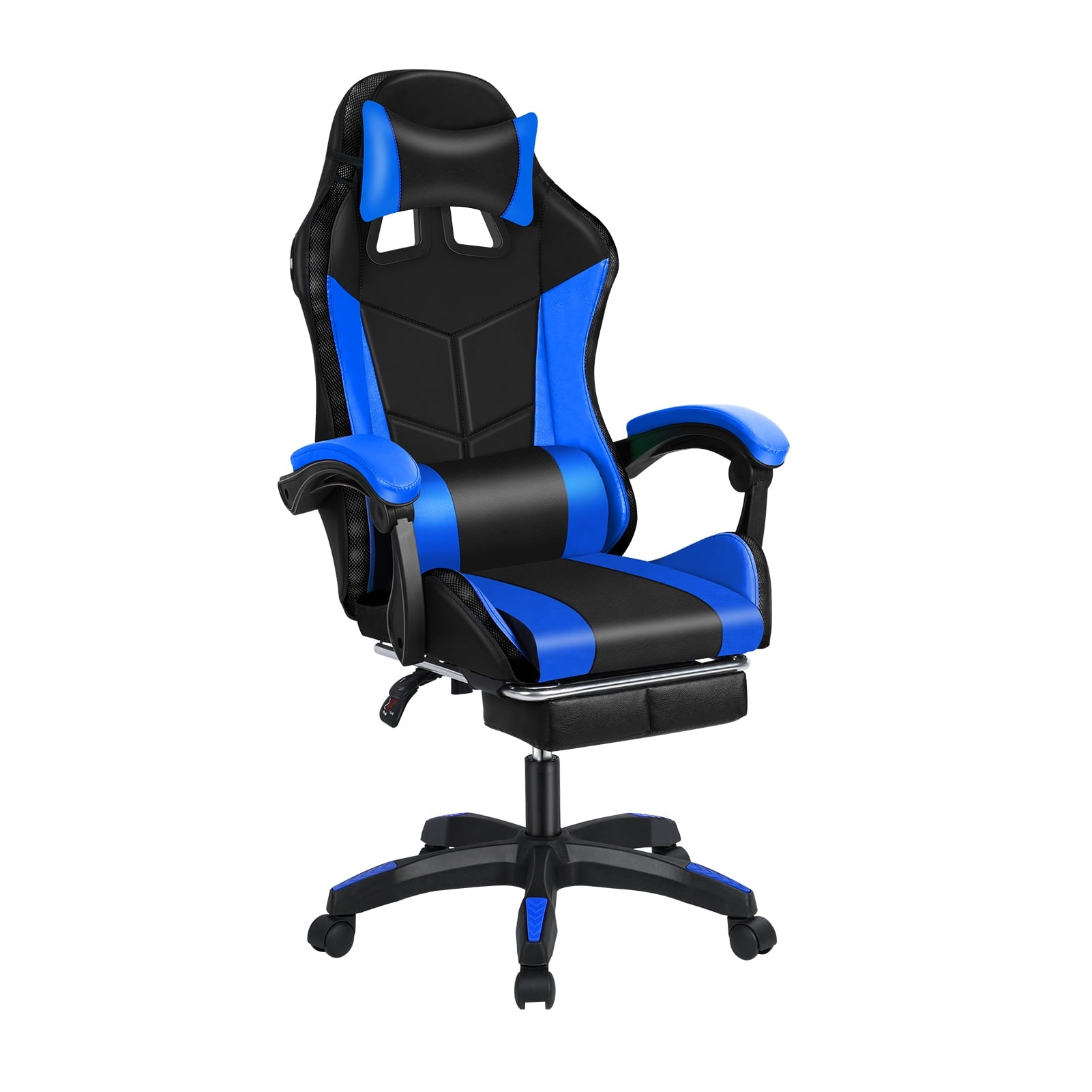 Nanly RGB Gaming Chair, Ergonomic Massage Computer Chair with Bluetooth Speakers and LED Lights Height Adjustable Swivel Chair with Lumbar Support