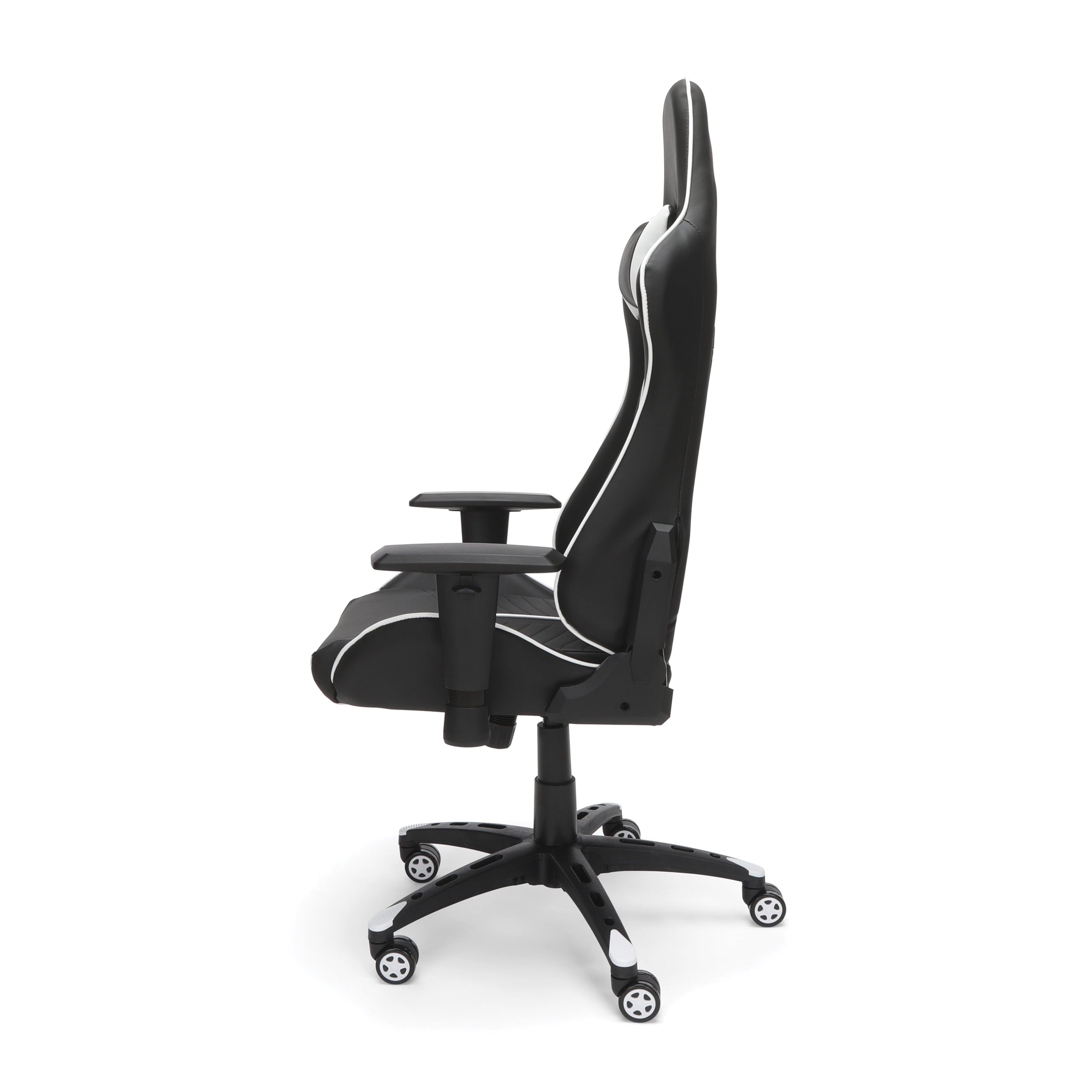 OFM Essentials Collection Racing Style Gaming Chair and 60" L-Shaped Desk, Office Bundle, in White/Black (PKG-W-E02-WH-BLK)
