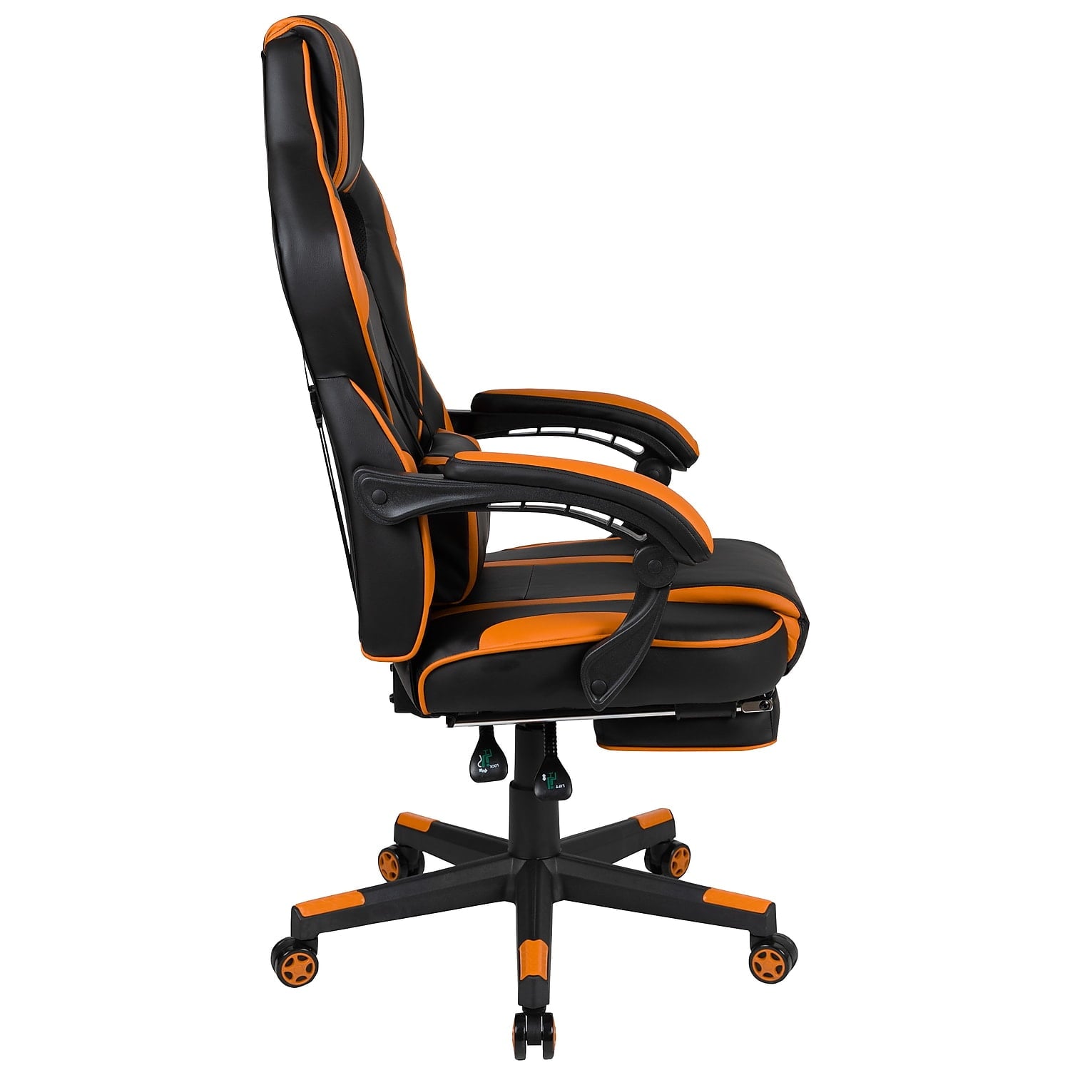 Flash Furniture X40 Gaming Chair Racing Ergonomic Computer Chair with Fully Reclining Back/Arms, Slide-Out Footrest, Massaging Lumbar - Black/Orange