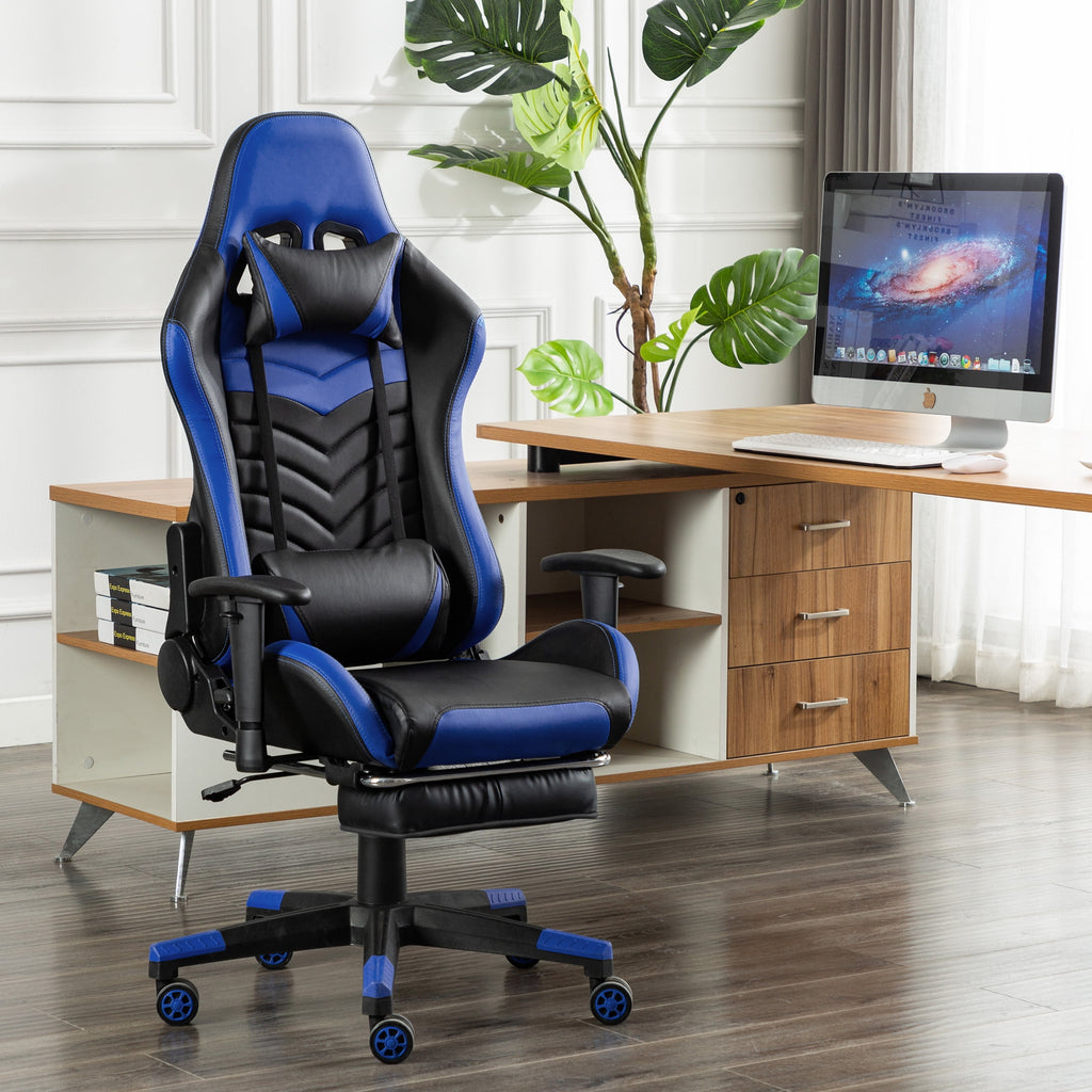 GameFitz  Pleather Gaming Chair in Black and Blue