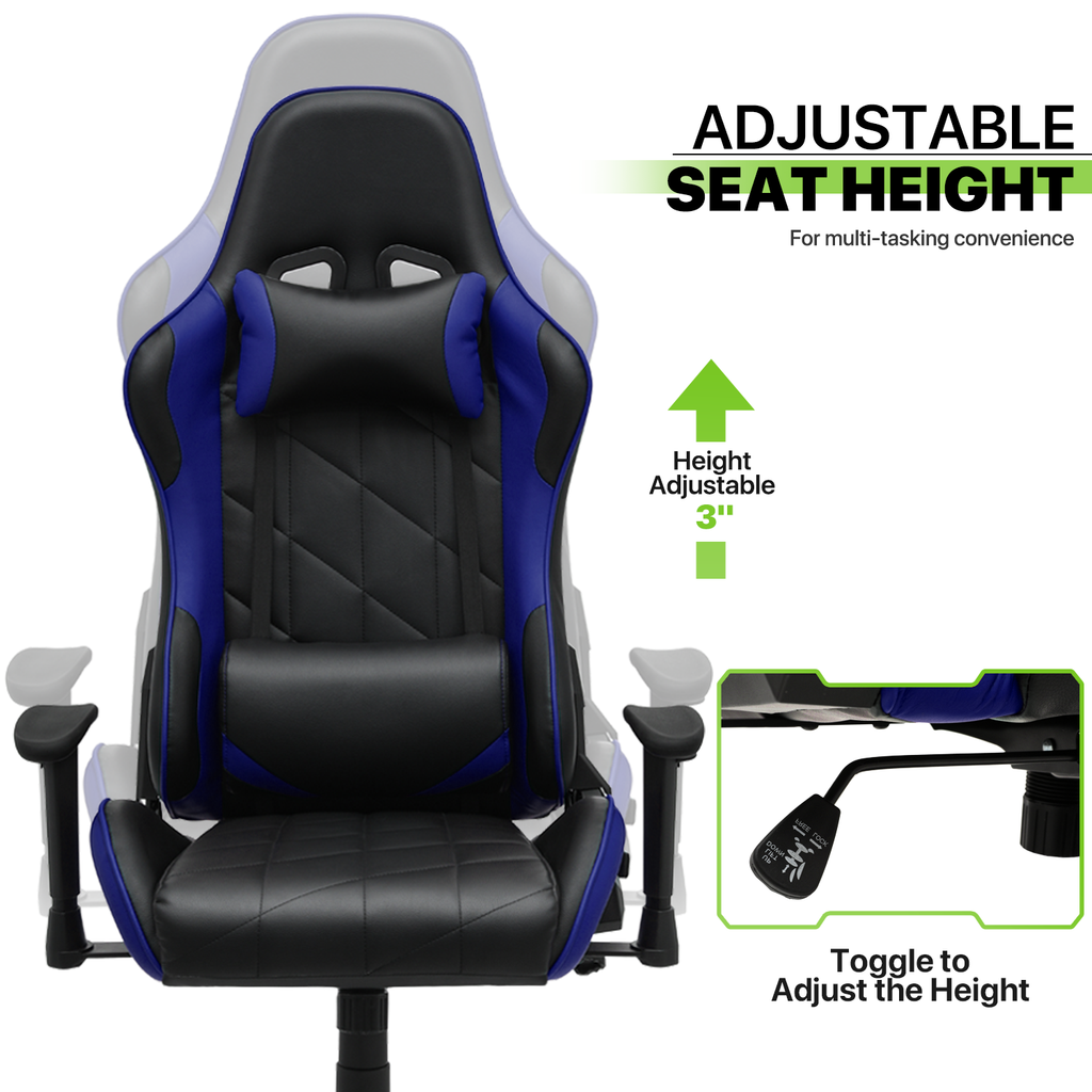 Magshion Computer Gaming Chair High Back, Height Adjustment Swivel Computer Office Chair with Headrest and Support Lumbar Pillow, Blue
