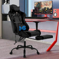 CL.HPAHKL Ergonomic Gaming Chair, PU Leather Recliner with Headrest Armrest Footrest Video Gamer Chair with Massage Lumbar Support Recliner Game Chair with 360° Swivel Seat, Blue