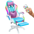 Frogued Gaming Chair with RGB LED Lights for Girls, 360-degree Swivel Base, Ergonomic Computer Chair with Massage and Footrest, Reclining Video Game Chair for Adult