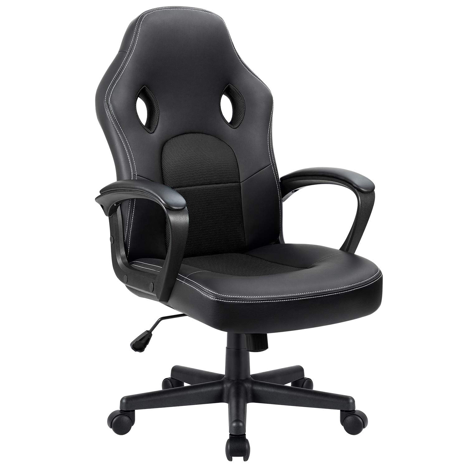 Furmax Faux Leather Gaming Chair Mid-Back Video Game Chair with Lumbar Support, Black