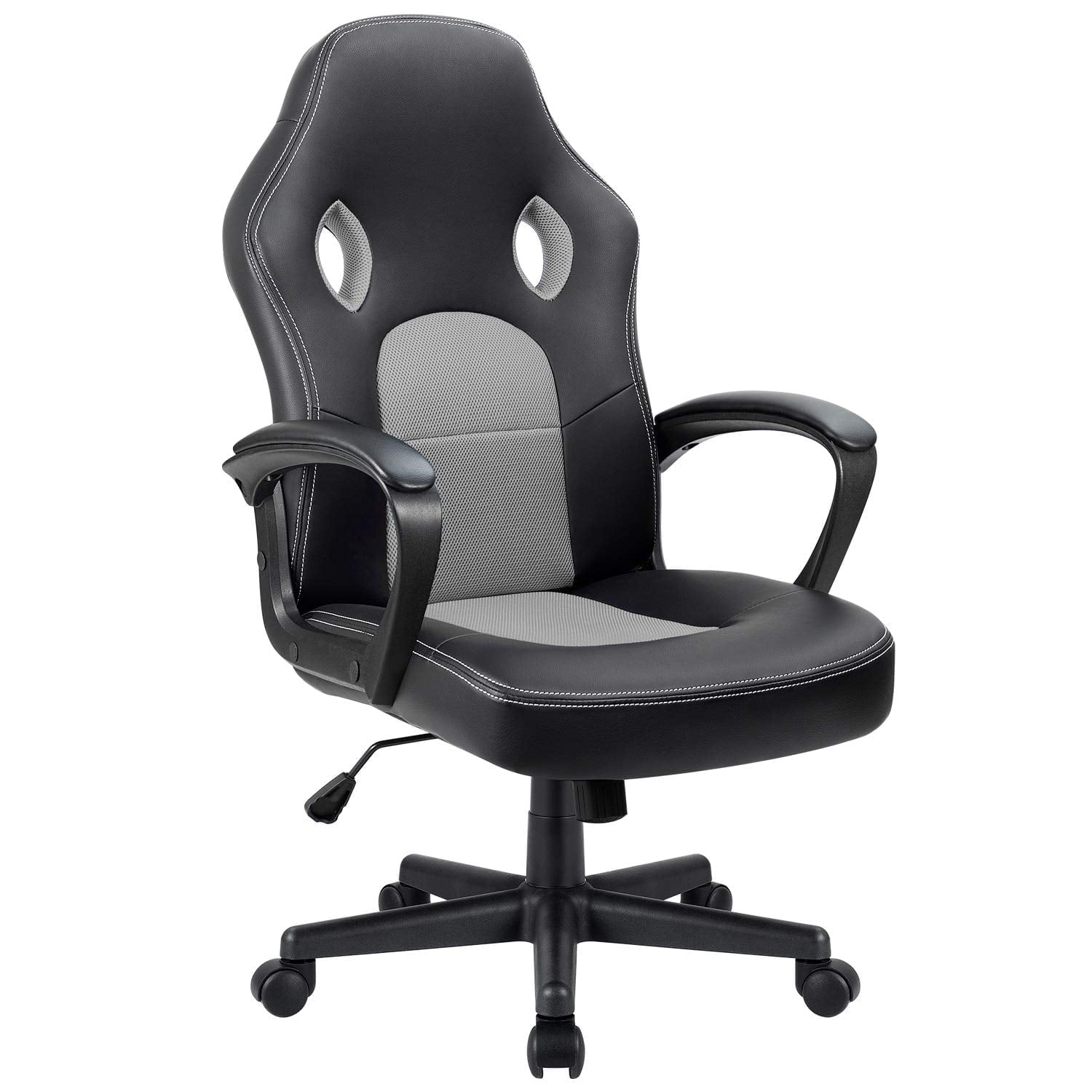 Furmax Faux Leather Gaming Chair Mid-Back Video Game Chair with Lumbar Support, Black