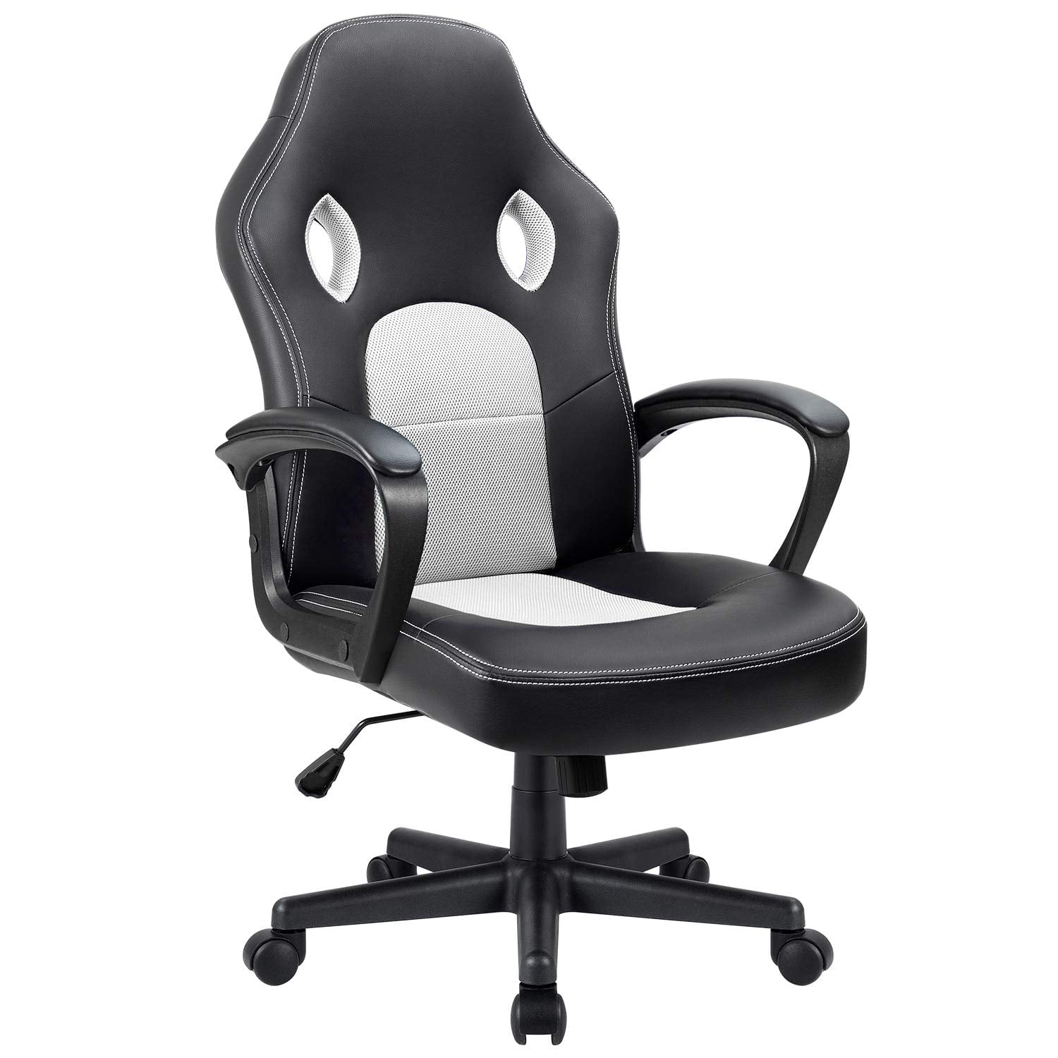 Furmax Faux Leather Gaming Chair Mid-Back Video Game Chair with Lumbar Support, Black
