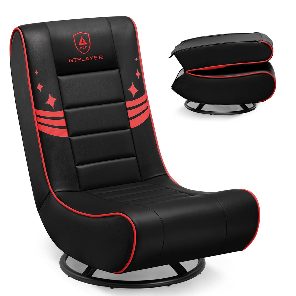 GTPLAYER Swivel Floor Gaming Chairs with Foldable Backrest for Teens,, Red