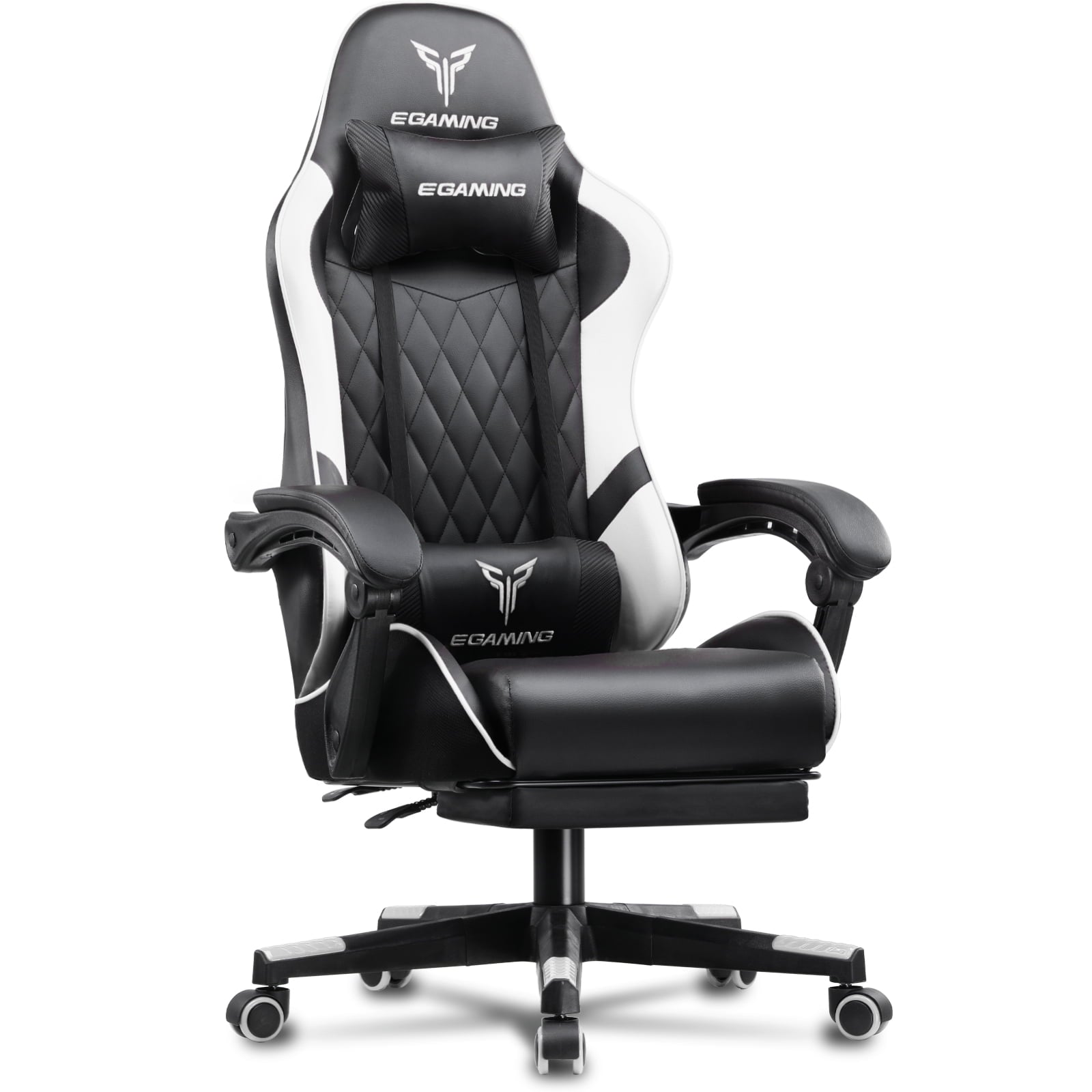GTPLAYER Gaming Chair Ergonomic Computer Desk Chair with Footrest and Lumbar Support, White