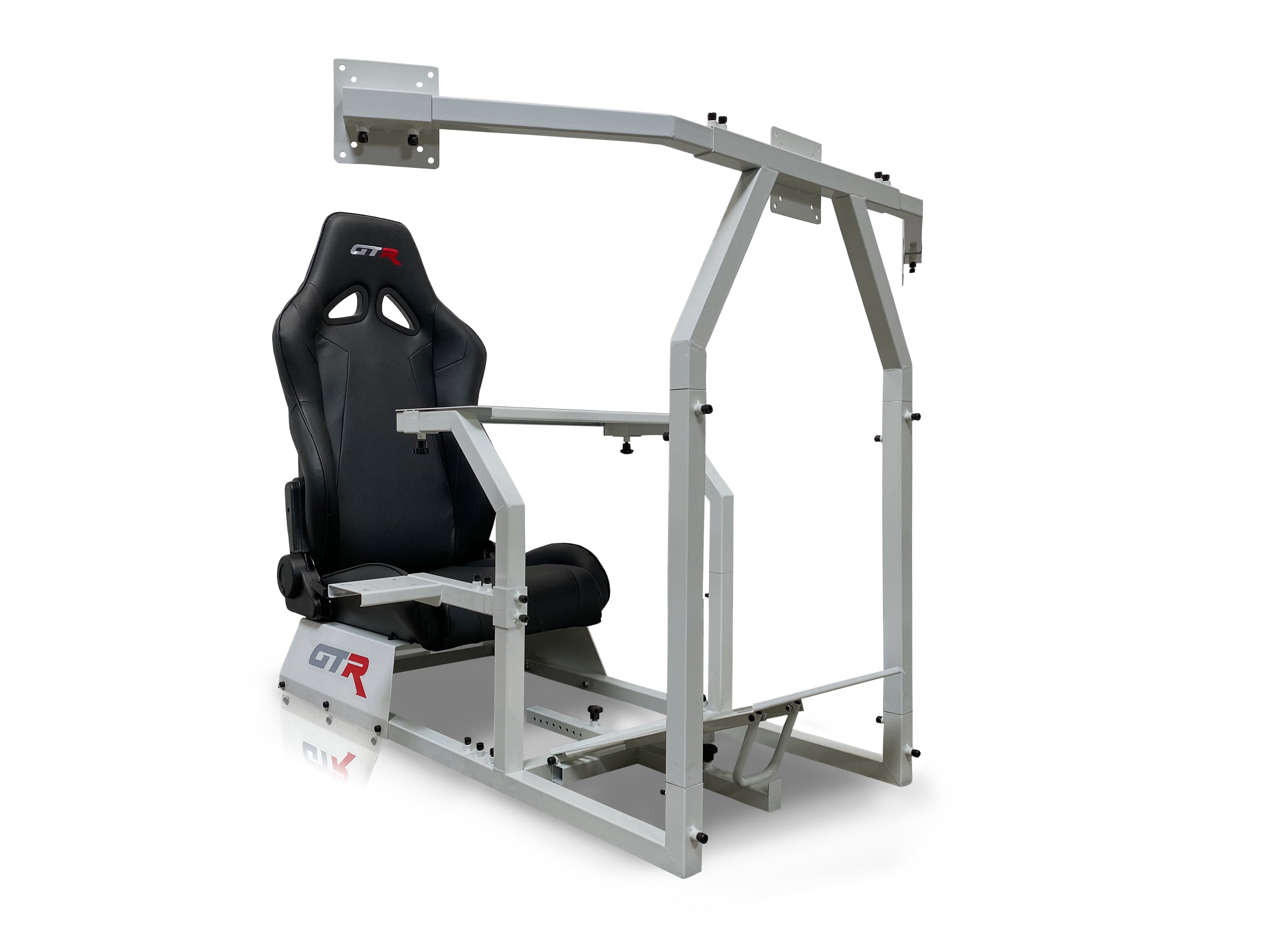 GTR Racing Simulator Seat - GTA-F Model Triple or Single Monitor Stand with Adjustable Leatherette Seat, Racing Simulator Cockpit gaming chair Single Monitor Stand