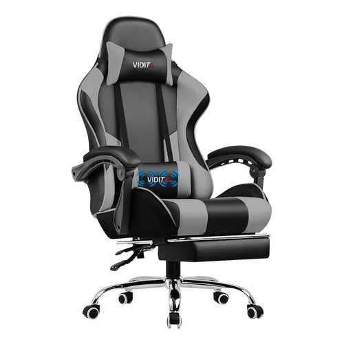 Alvantor Gaming Chair with Massage Lumbar Support & Footrest, Ergonomic Office Chair Black Grey, 400LB