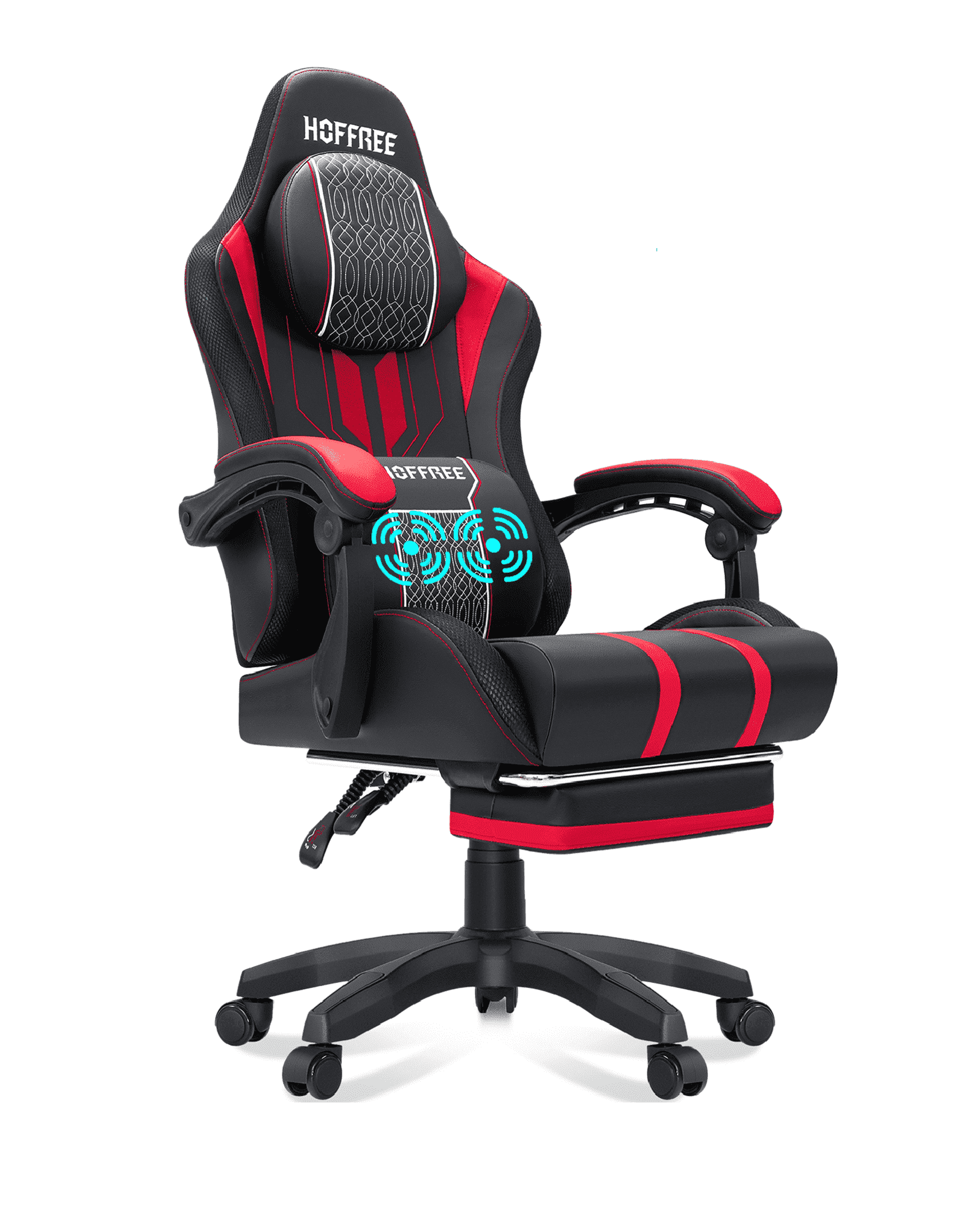 Hoffree Big and Tall Gaming Chair with Footrest Gamer Chair with Massage Heavy Duty Game Chair with Lumbar Support and Headrest Height Adjustable for Adults, 400lb