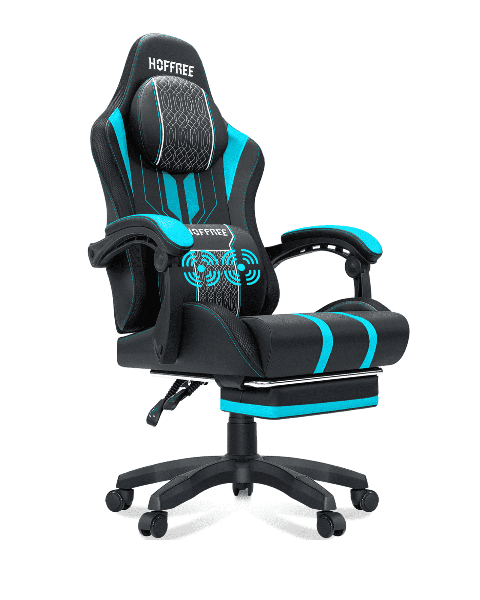 Hoffree Big and Tall Gaming Chair with Footrest Gamer Chair with Massage Heavy Duty Game Chair with Lumbar Support and Headrest Height Adjustable for Adults, 400lb