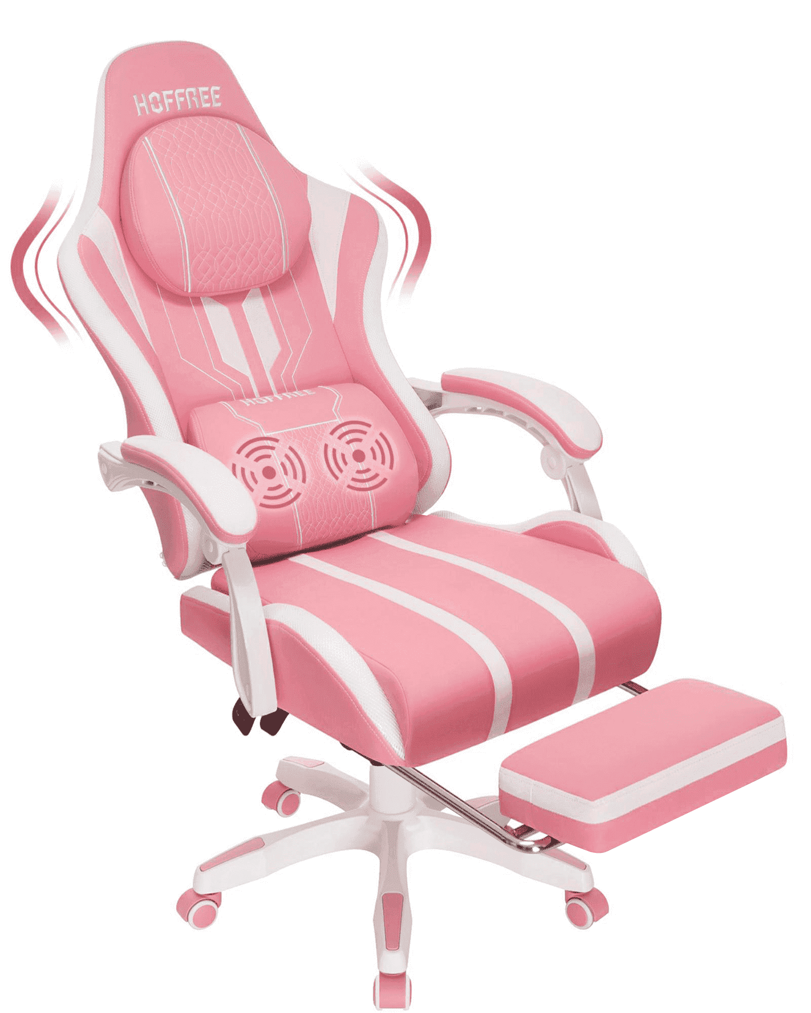 Hoffree Big and Tall Gaming Chair with Footrest Gamer Chair with Massage Heavy Duty Game Chair with Lumbar Support and Headrest Height Adjustable for Adults, 400lb