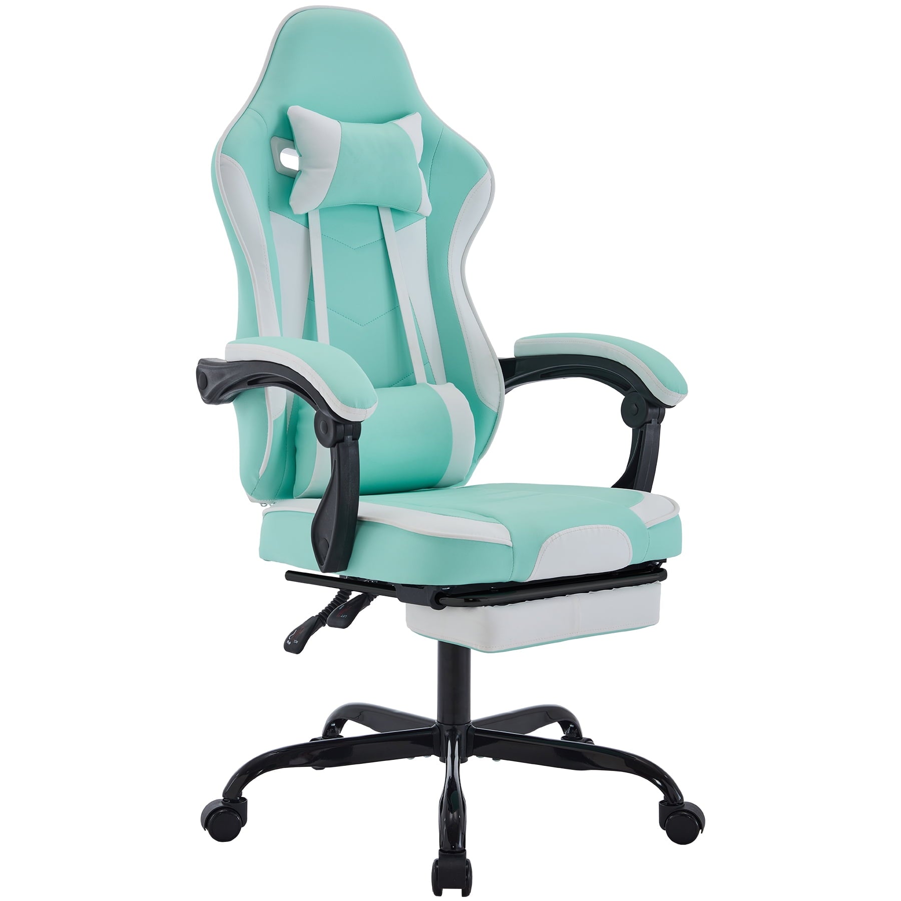 JONPONY Ergonomic Gaming Chair with Adjustable Footrest, 360° Swivel Racing Chair with Lumbar Support and Headrest, Breathable Material High Back Computer Chair for Adults,Green