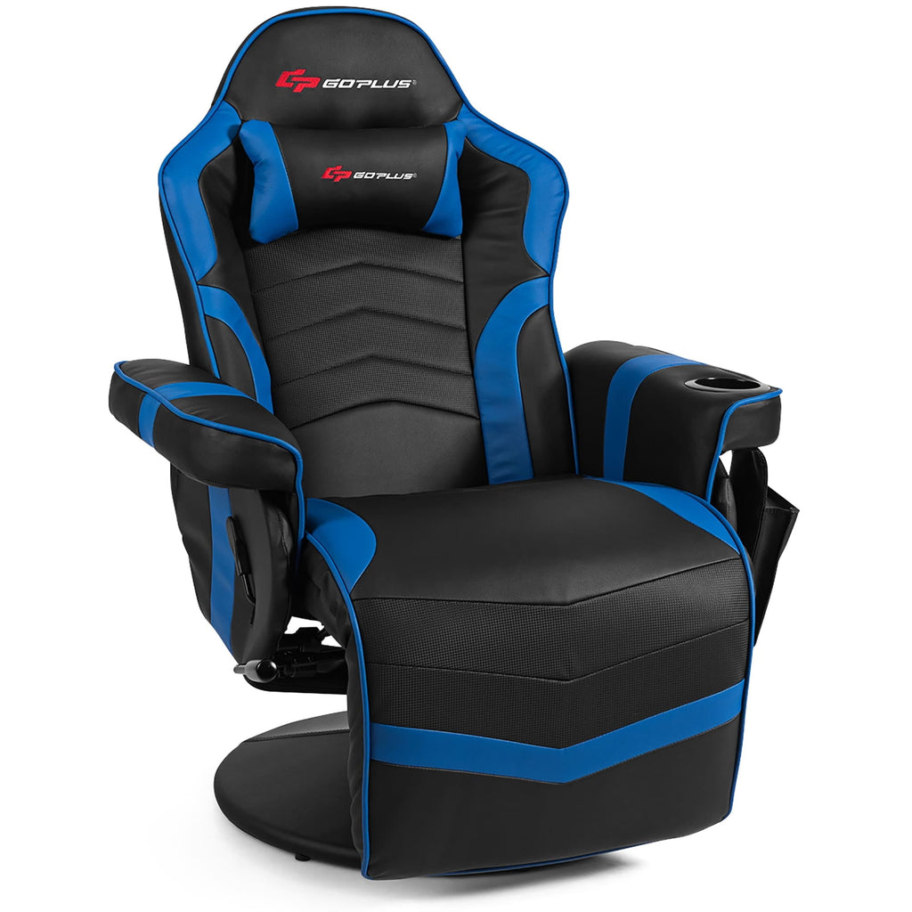 Massage Gaming Chair Racing Style Gaming Recliner Blue