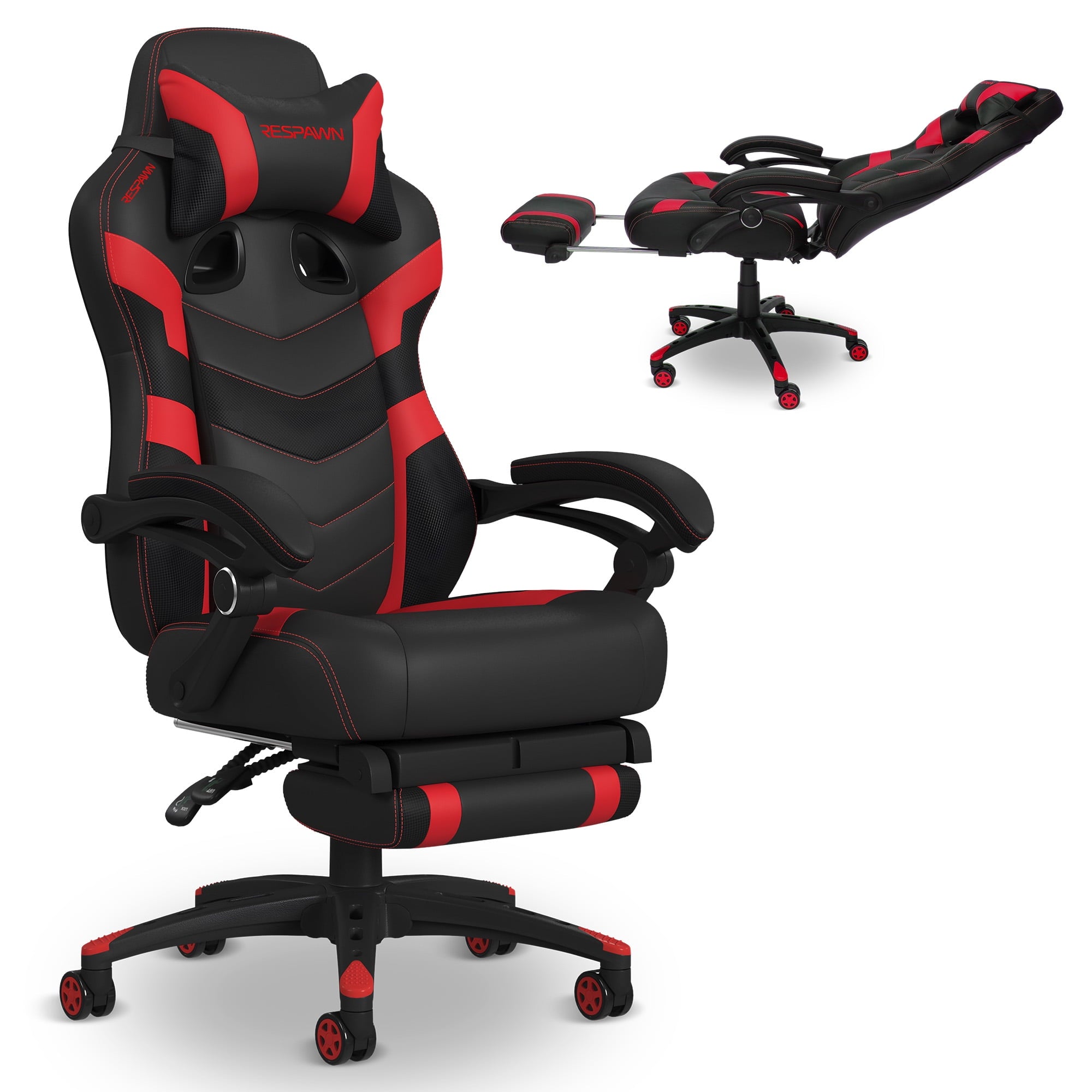 RESPAWN 110 Pro Ergonomic Gaming Chair with Footrest for Adults - Comfortable Office Gaming Recliner with Lumbar Support and Headrest, Racing Style Video Game Chairs for Computer Gamer - Gray