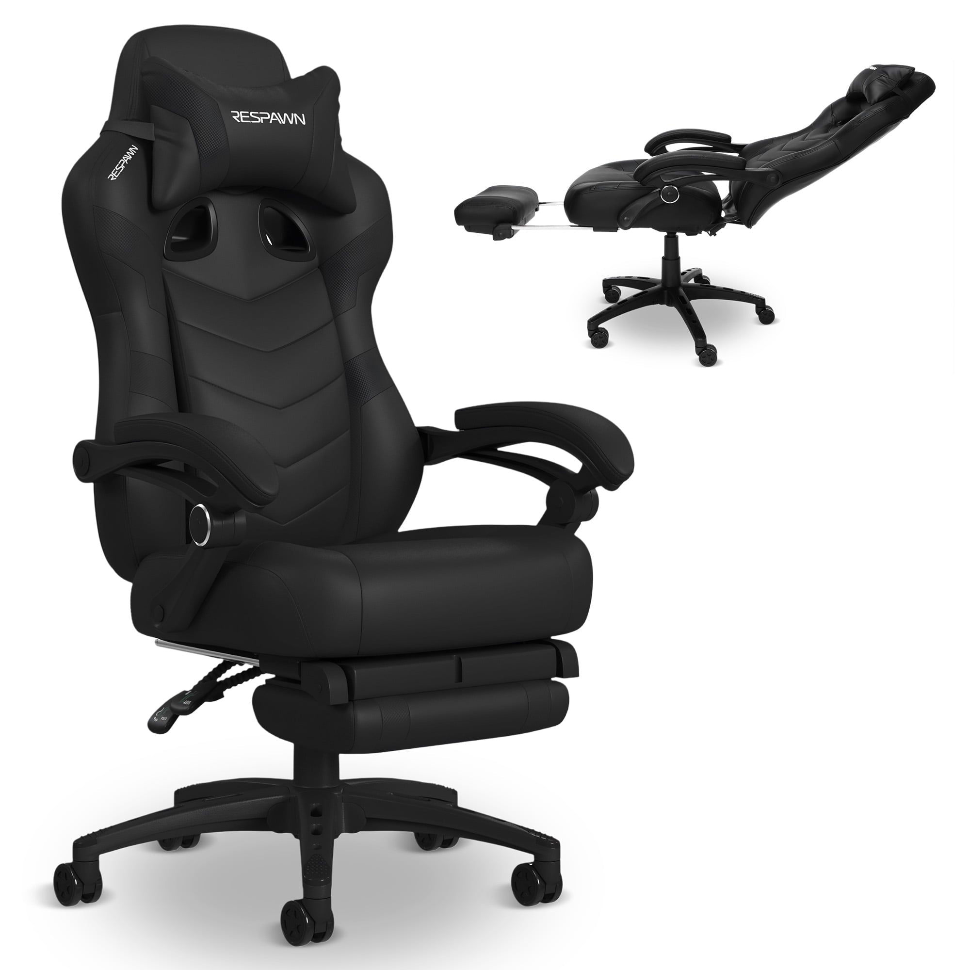 RESPAWN 110 Pro Ergonomic Gaming Chair with Footrest for Adults - Comfortable Office Gaming Recliner with Lumbar Support and Headrest, Racing Style Video Game Chairs for Computer Gamer - Gray