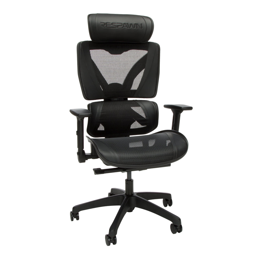 RESPAWN SPECTER Ergonomic Office Chair with Lumbar Support, Headrest, Adjustable Arms - Comfy Breathable Mesh Computer Desk Seat for Home Office, High Back Reclining Gaming Chairs for Adults - Black