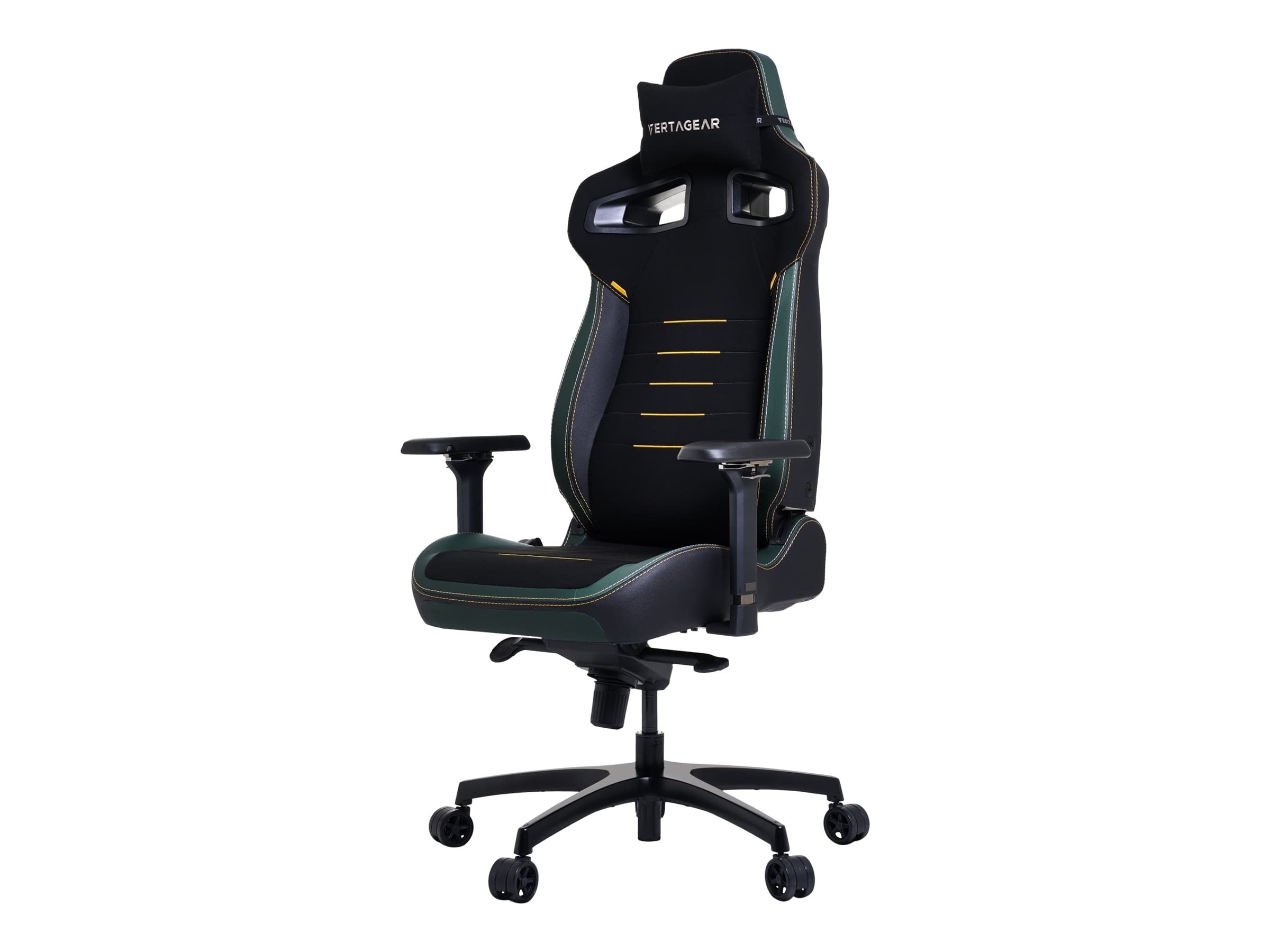 Vertagear P-Line PL4800 - Gaming chair - armrests - T-shaped - tilt - memory foam, Ultra Premium High Resilience (UPHR) foam, aluminum alloy, steel frame, PUC faux leather, fiber - midnight green