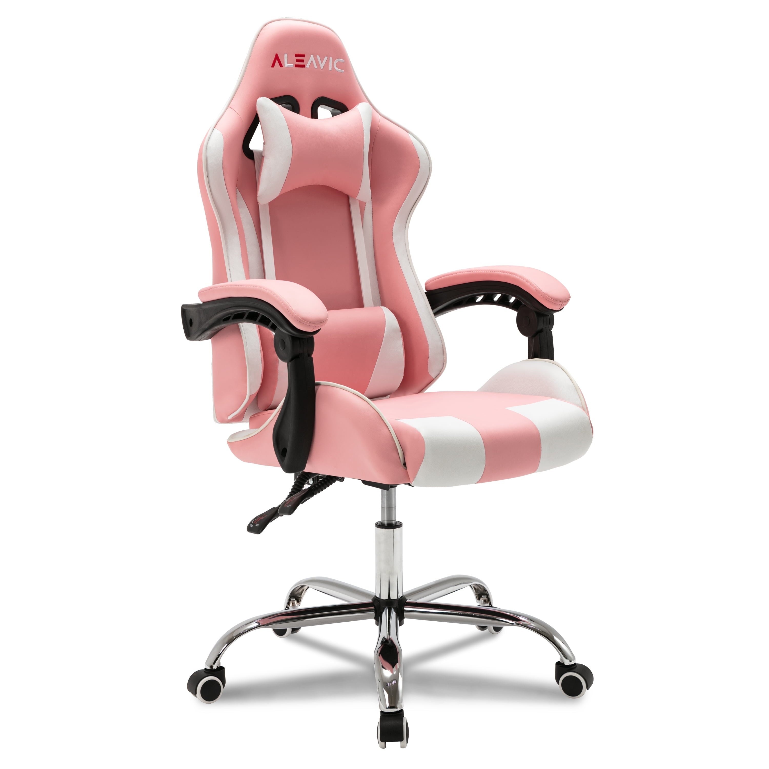 ALEAVIC Ergonomic Gaming Chair, Adjustable PU Leather Gaming Chair for Adults, Pink