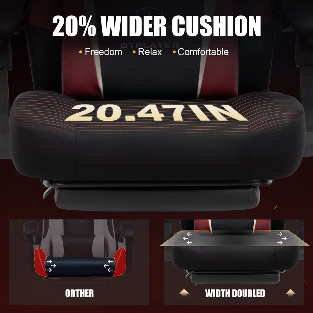 GTPLAYER Ergonomic Mesh Back Reclining Gaming Office Chair with Footrest, Red