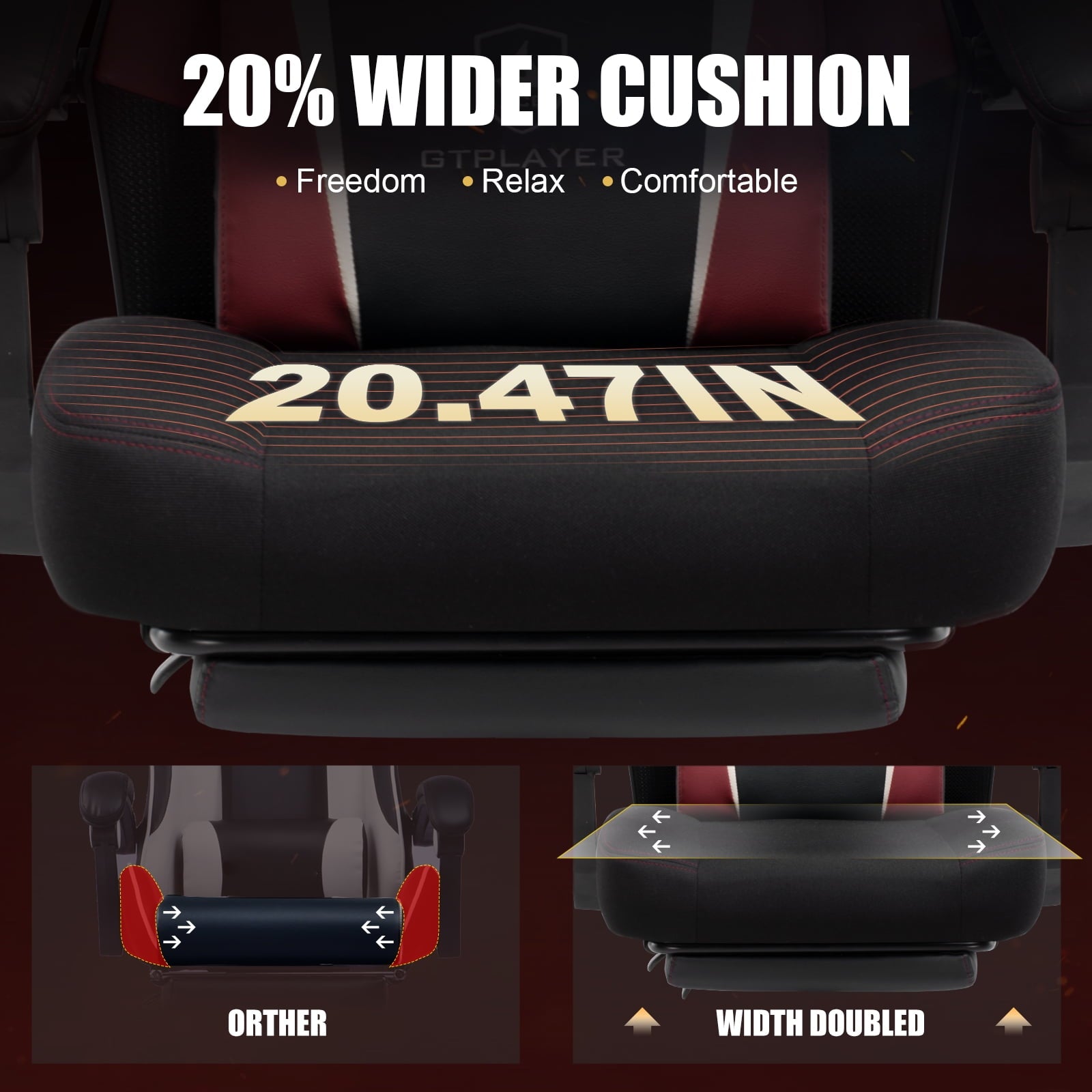 GTPLAYER Ergonomic Mesh Back Reclining Gaming Office Chair with Footrest, Red