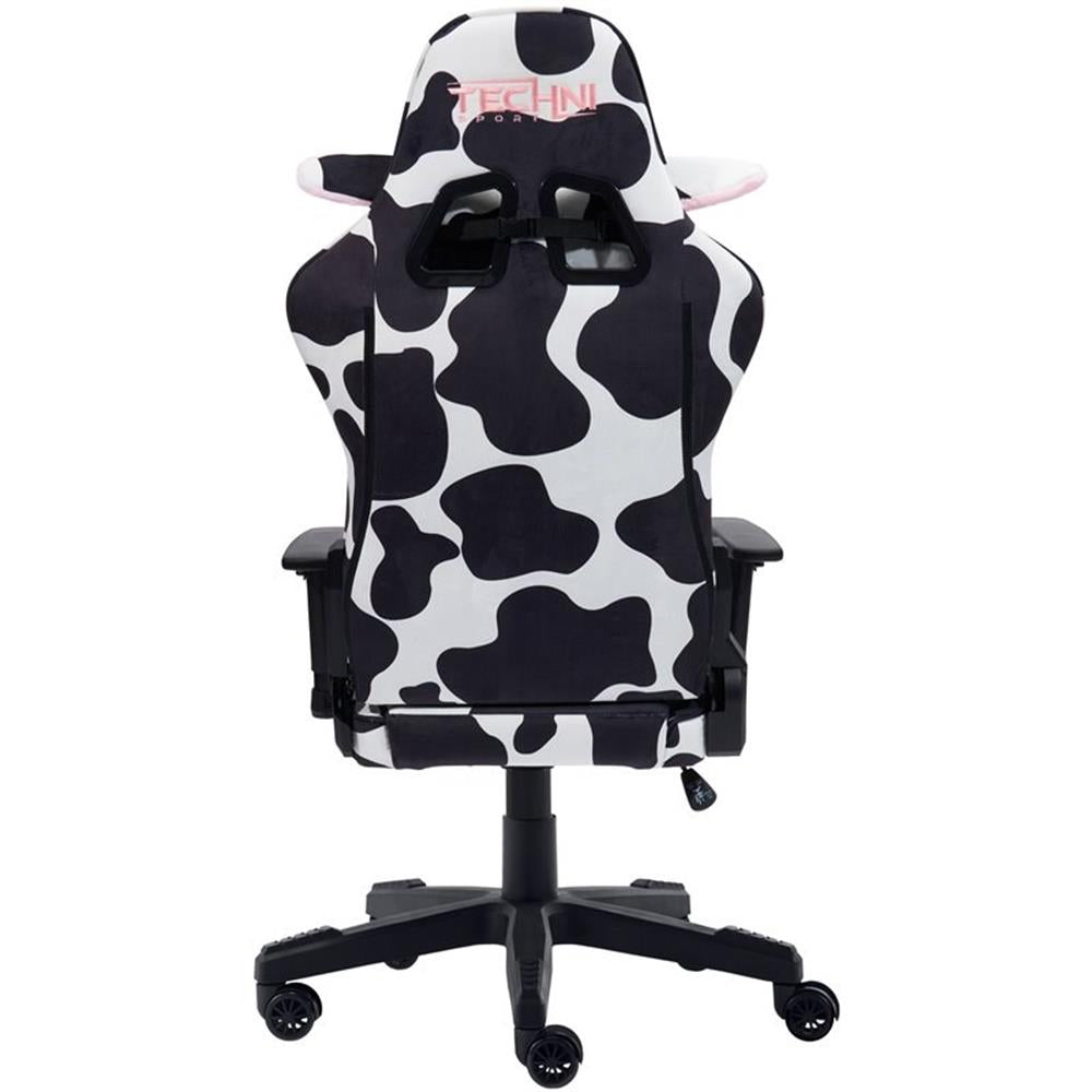 Pemberly Row Modern COW Print Fabric Gaming Chair Black/White