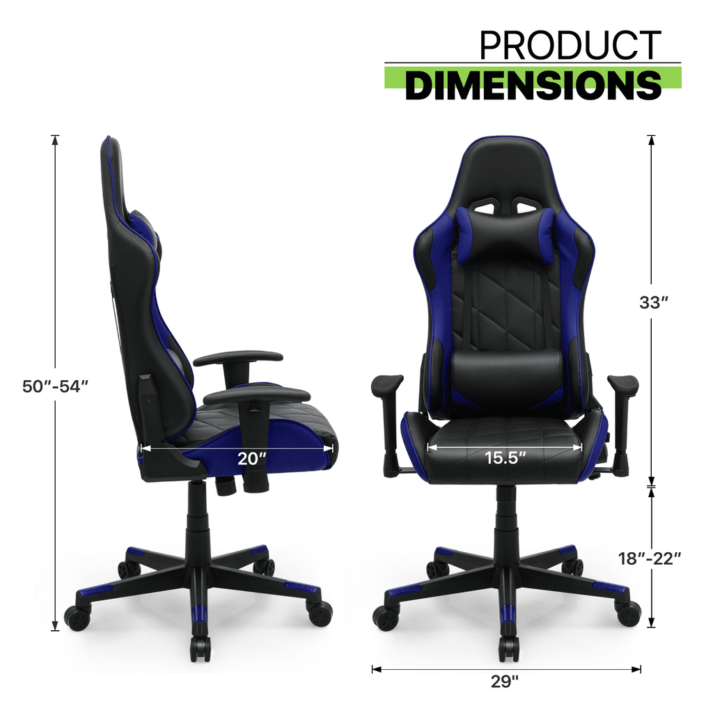 Magshion Computer Gaming Chair High Back, Height Adjustment Swivel Computer Office Chair with Headrest and Support Lumbar Pillow, Blue