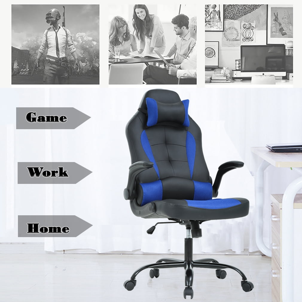 FDW Ergonomic Gaming Chair, Lumbar Support, Swivel Rolling for Women, Men(Blue)